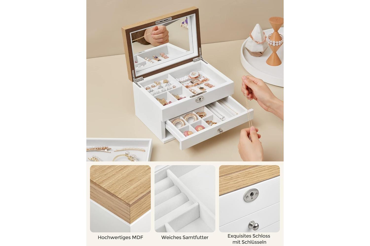 Songmics JOW15WNV1 Wooden Jewelry Box-5