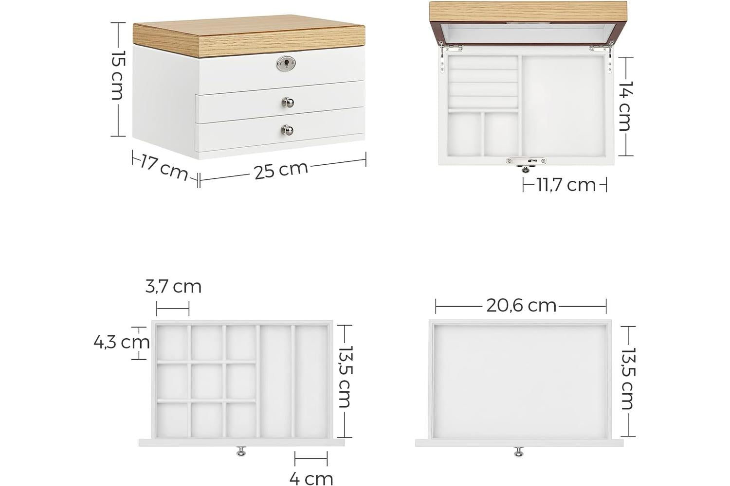 Songmics JOW15WNV1 Wooden Jewelry Box-6