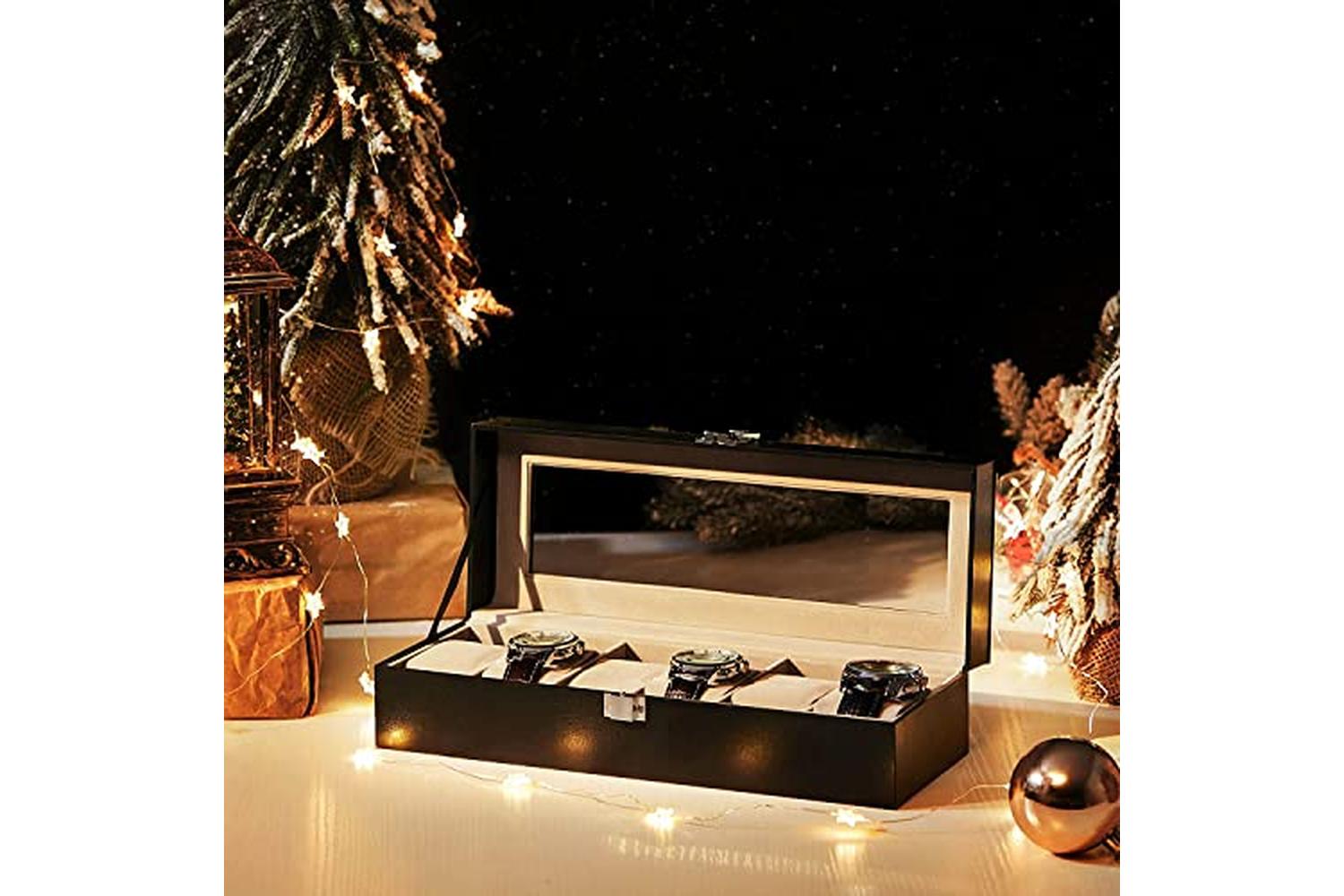 Songmics JWB06BK Rectangular Watch Box for 6 Watches-2