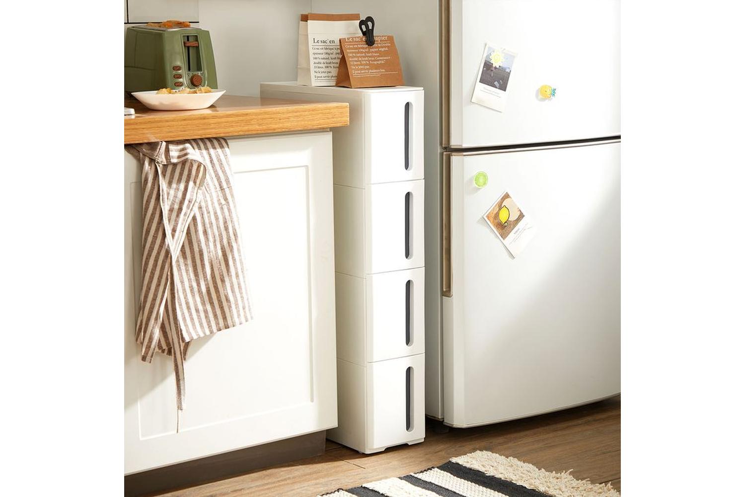 Songmics KFR008G01 Niche Shelf with Wheels | White & Grey-3