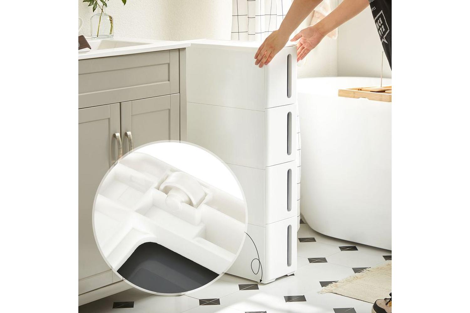 Songmics KFR008G01 Niche Shelf with Wheels | White & Grey-5