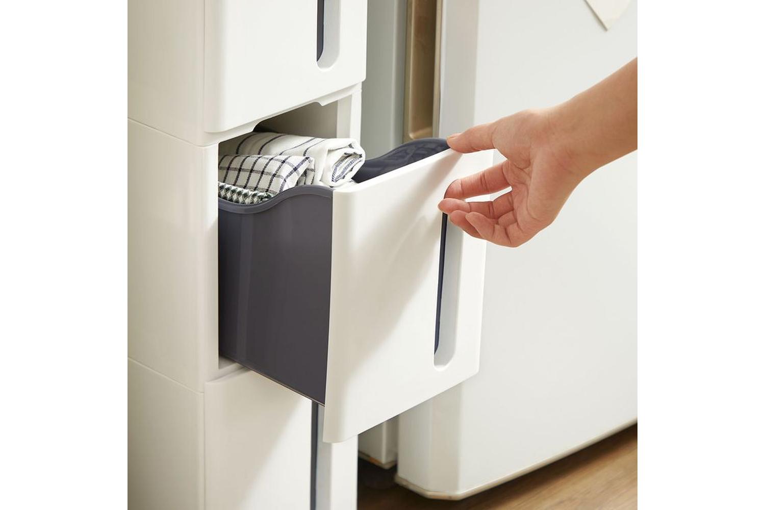 Songmics KFR008G01 Niche Shelf with Wheels | White & Grey-6