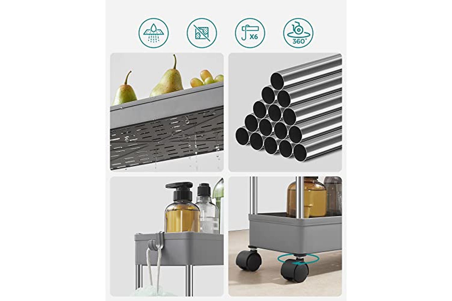 Songmics KSC008G01 4 Tier Trolley | Grey-4