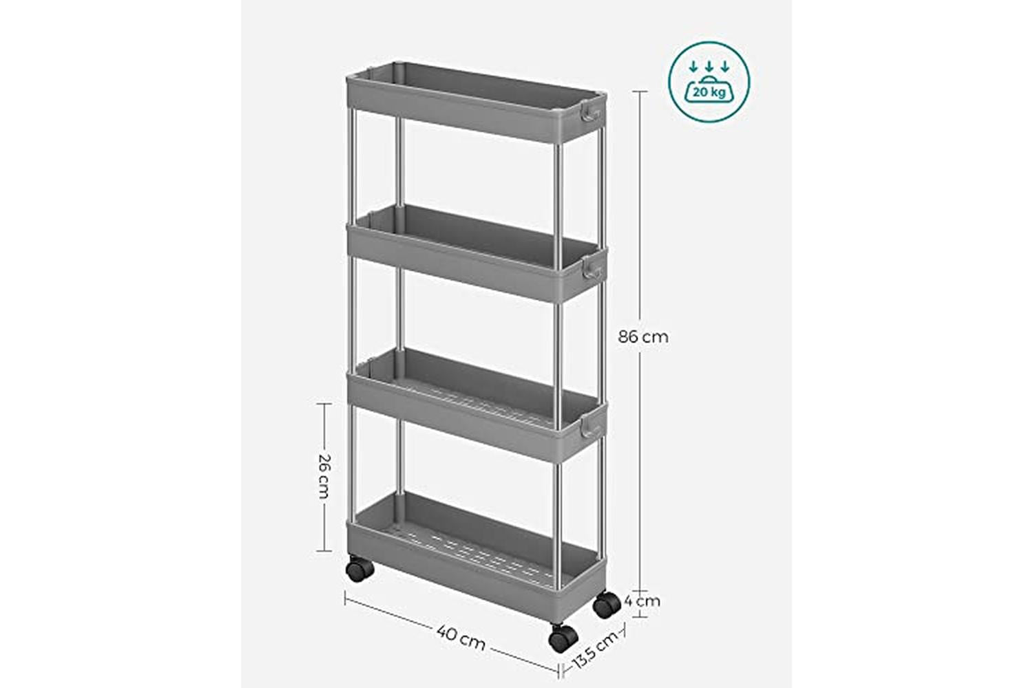 Songmics KSC008G01 4 Tier Trolley | Grey-5