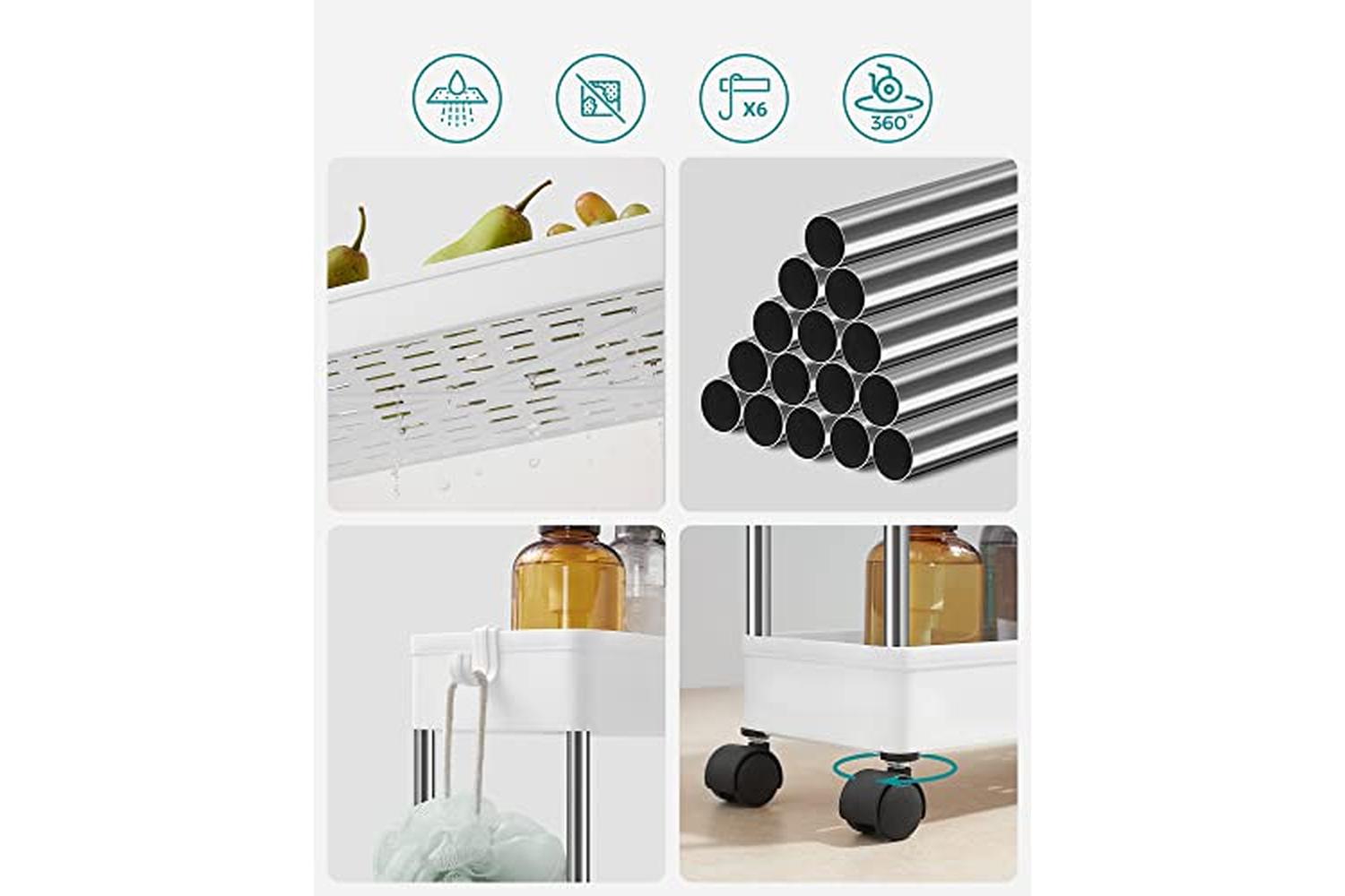 Songmics KSC08WT Niche Shelf on Castors-4