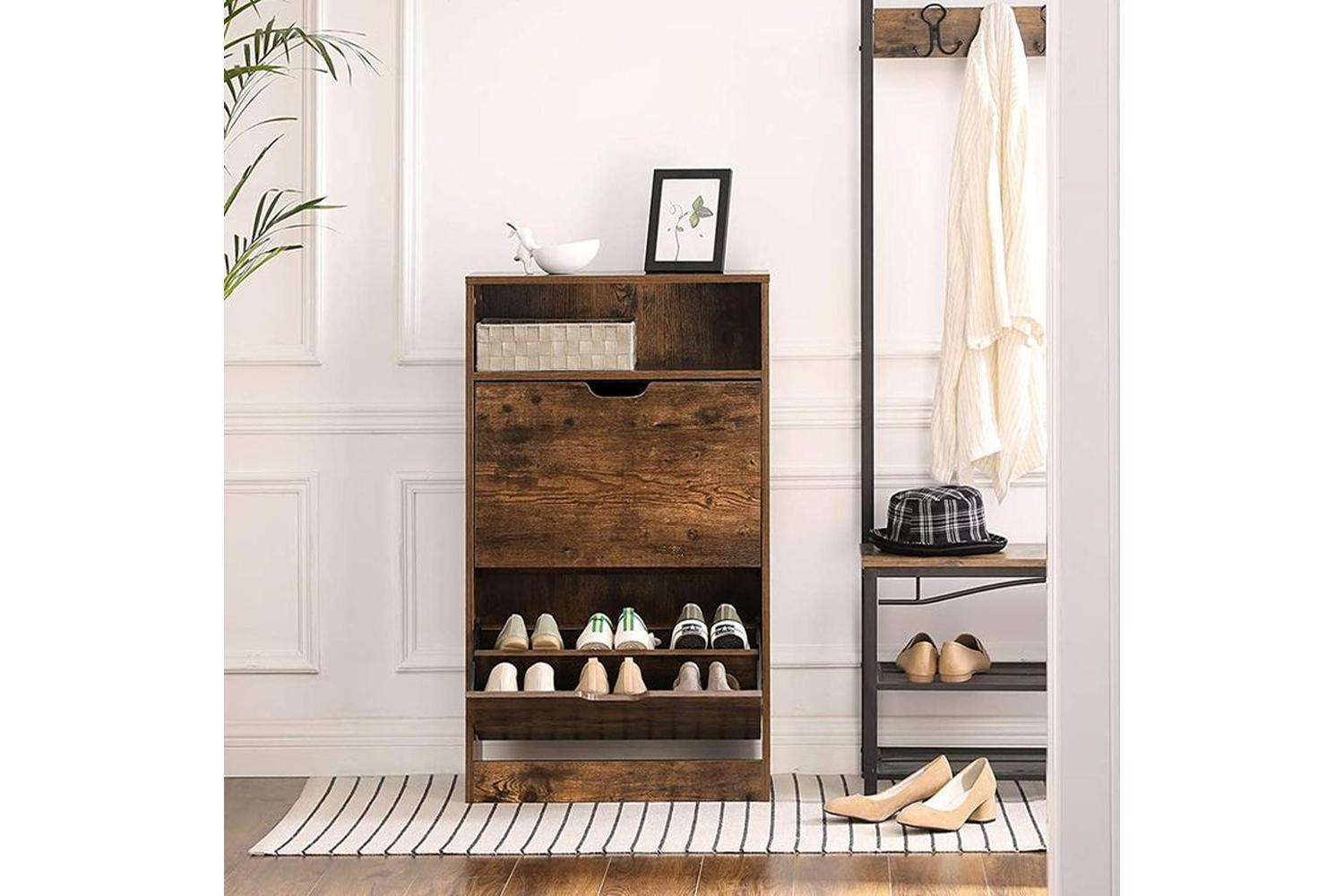 Vasagle LBC040X01 Shoe Cabinet with 2 Flaps | Vintage Brown-2