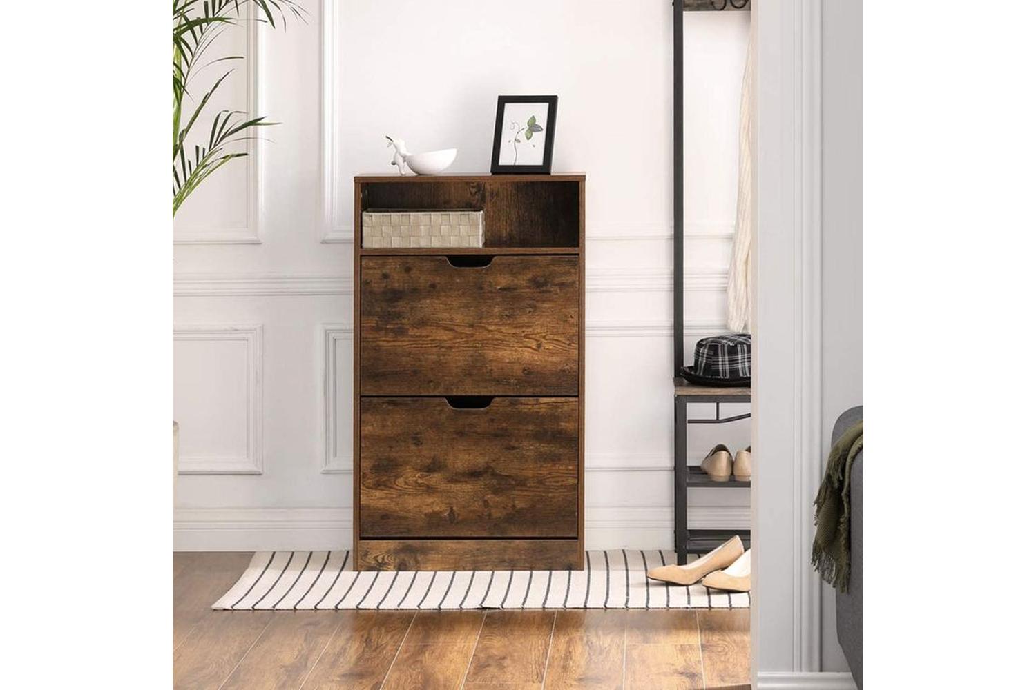 Vasagle LBC040X01 Shoe Cabinet with 2 Flaps | Vintage Brown-3