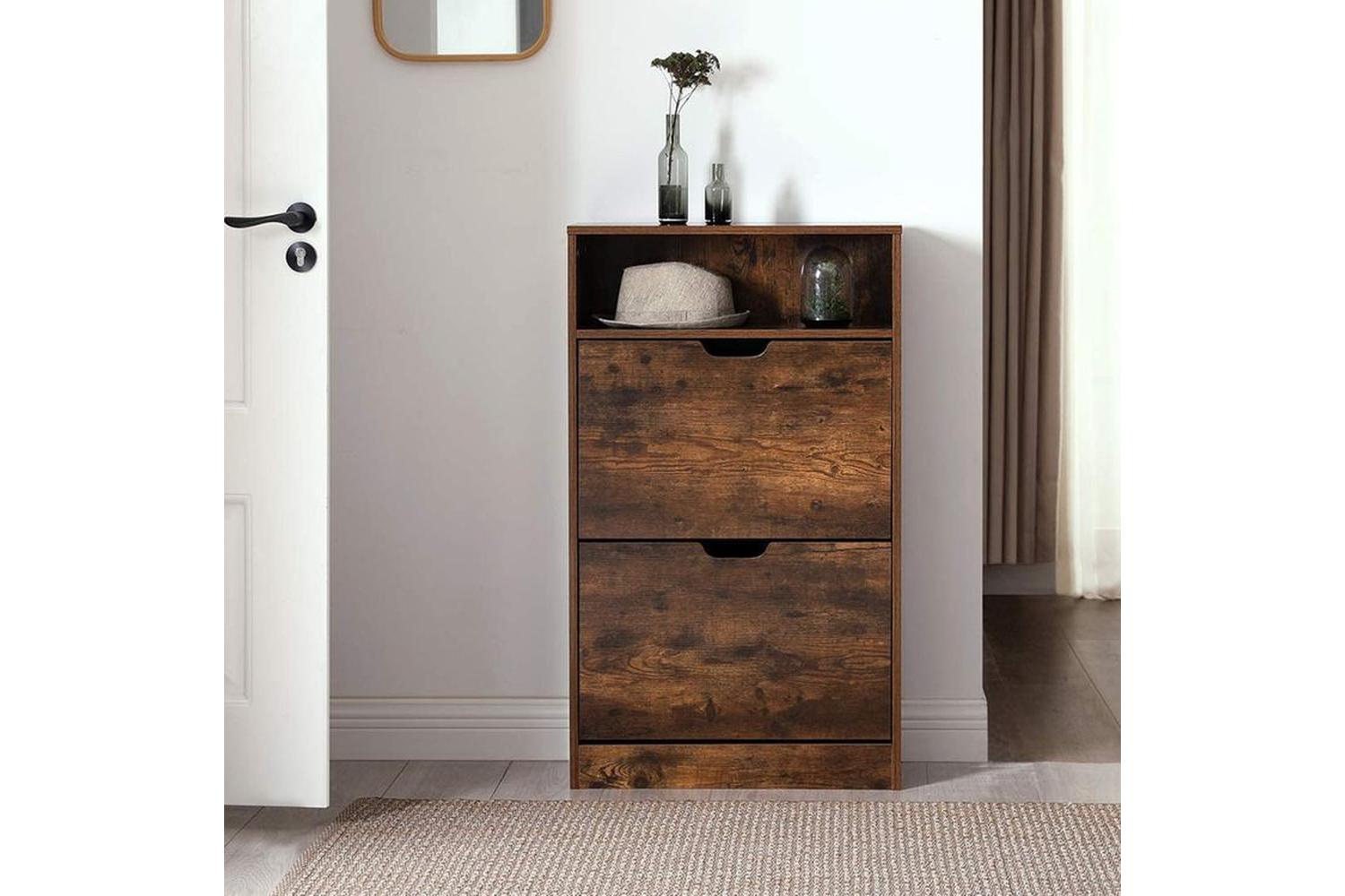 Vasagle LBC040X01 Shoe Cabinet with 2 Flaps | Vintage Brown-4