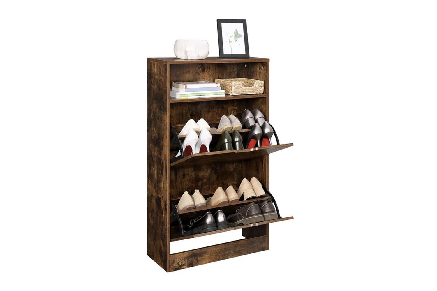 Vasagle LBC040X01 Shoe Cabinet with 2 Flaps | Vintage Brown-6