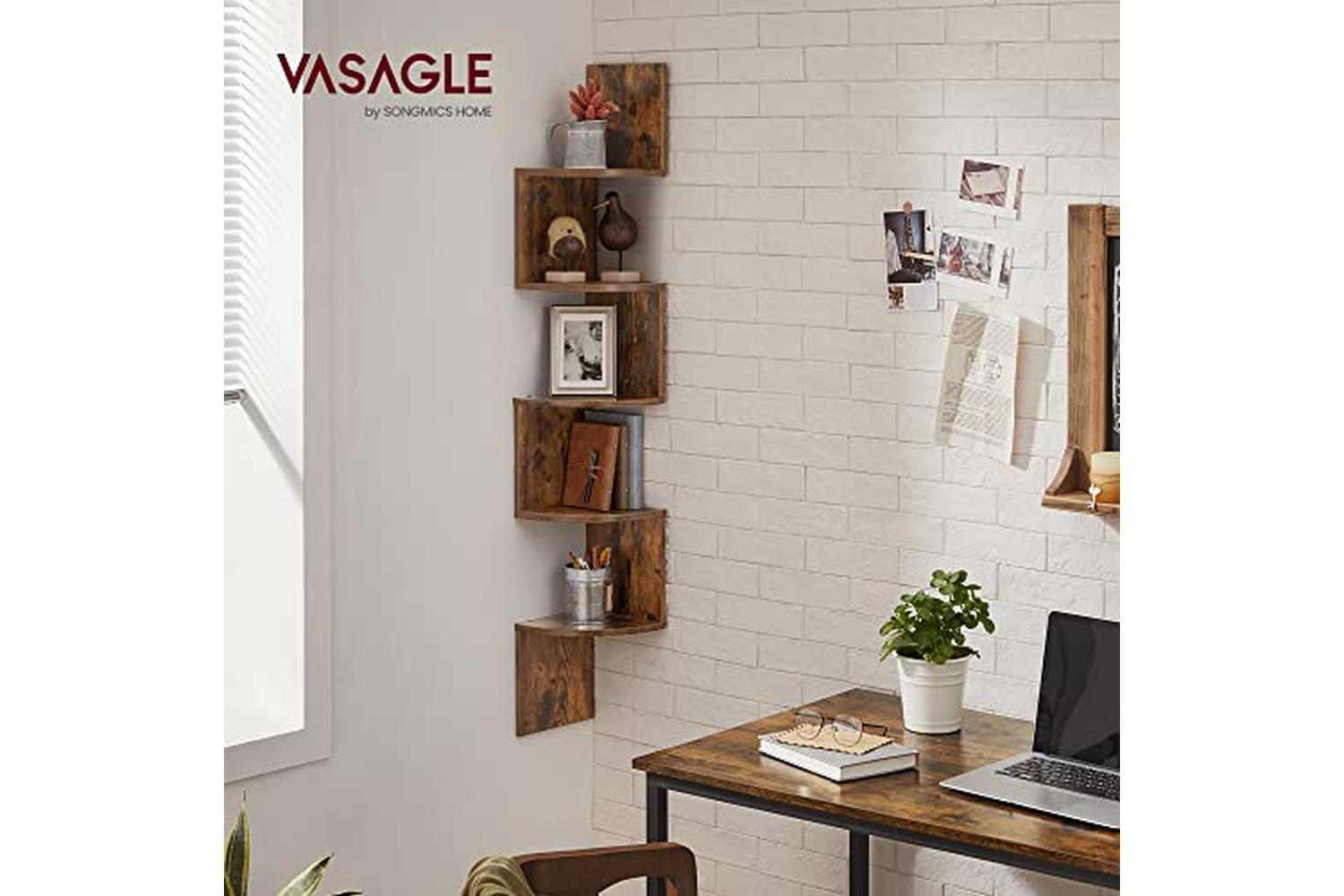 Vasagle LBC20BX Floating Corner Shelf Wood Look-2