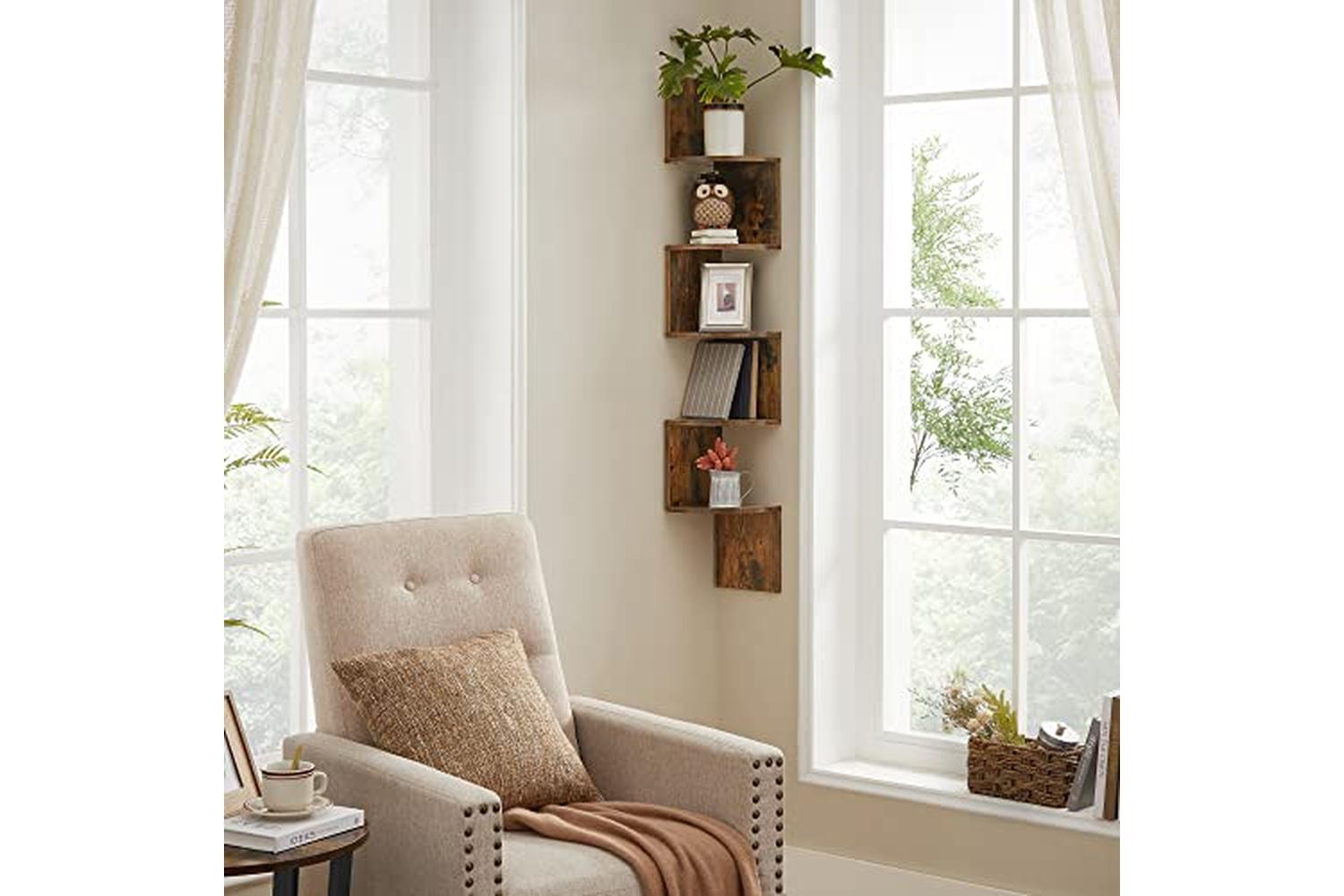 Vasagle LBC20BX Floating Corner Shelf Wood Look-3