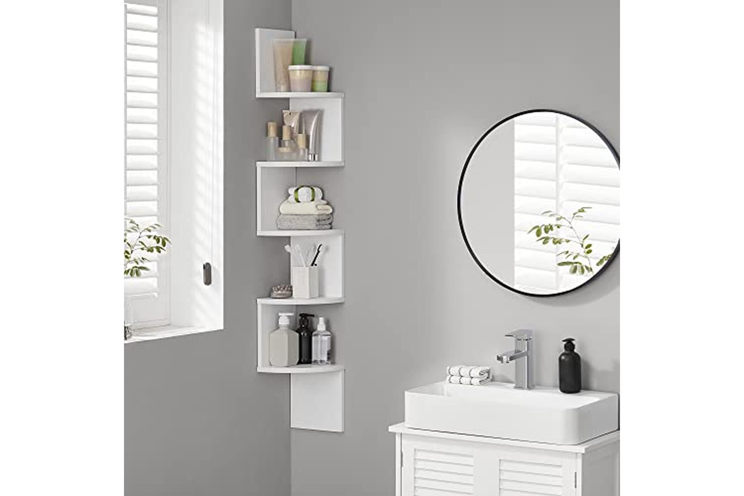 Vasagle LBC20WT Floating Corner Shelf | White-5