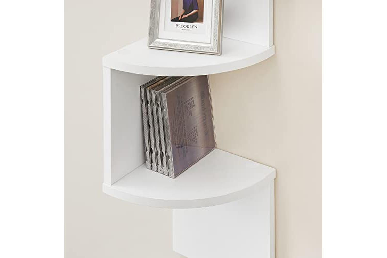 Vasagle LBC20WT Floating Corner Shelf | White-7