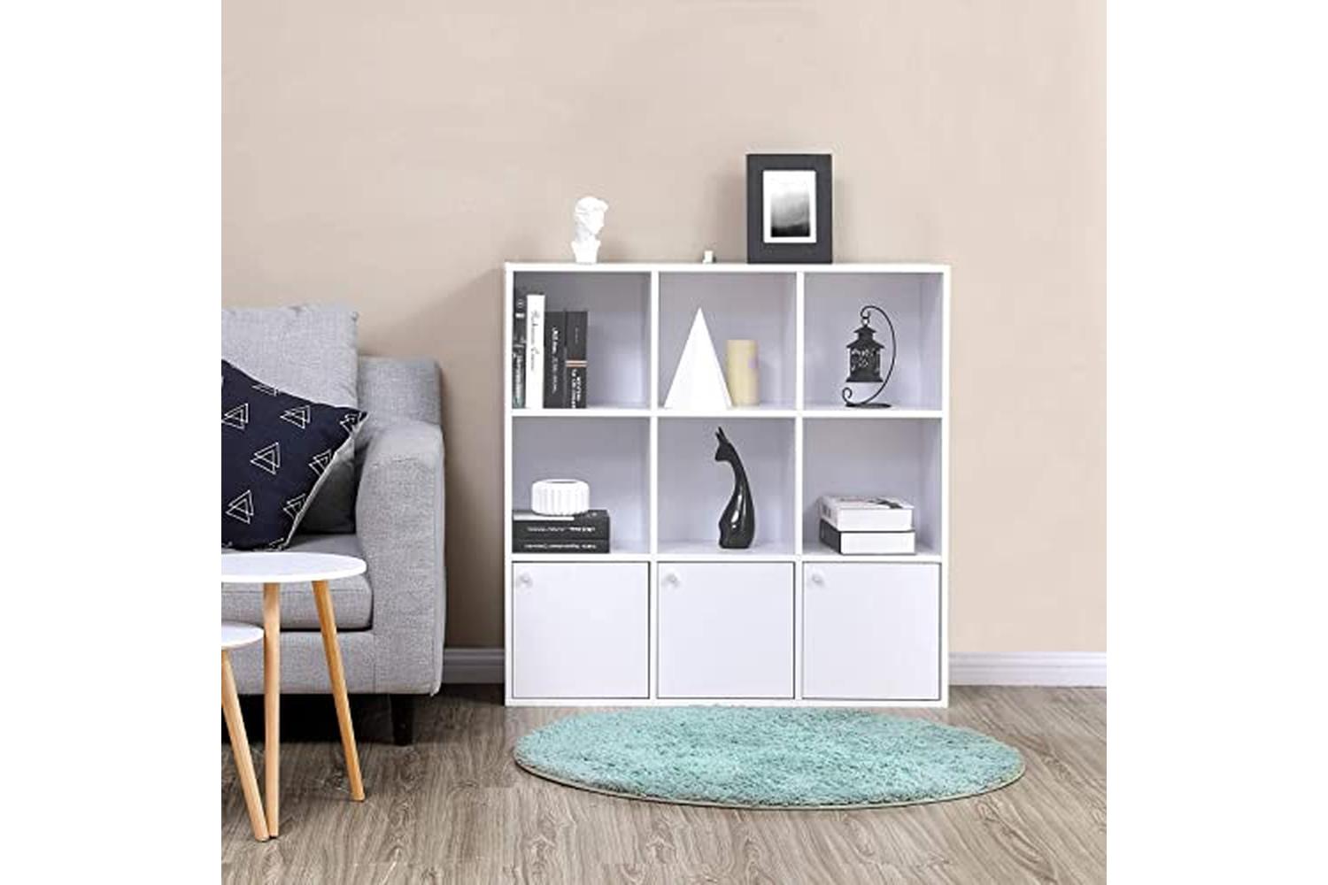 Vasagle LBC33WT Cube Shelf 3 Cupboard Doors | White-2