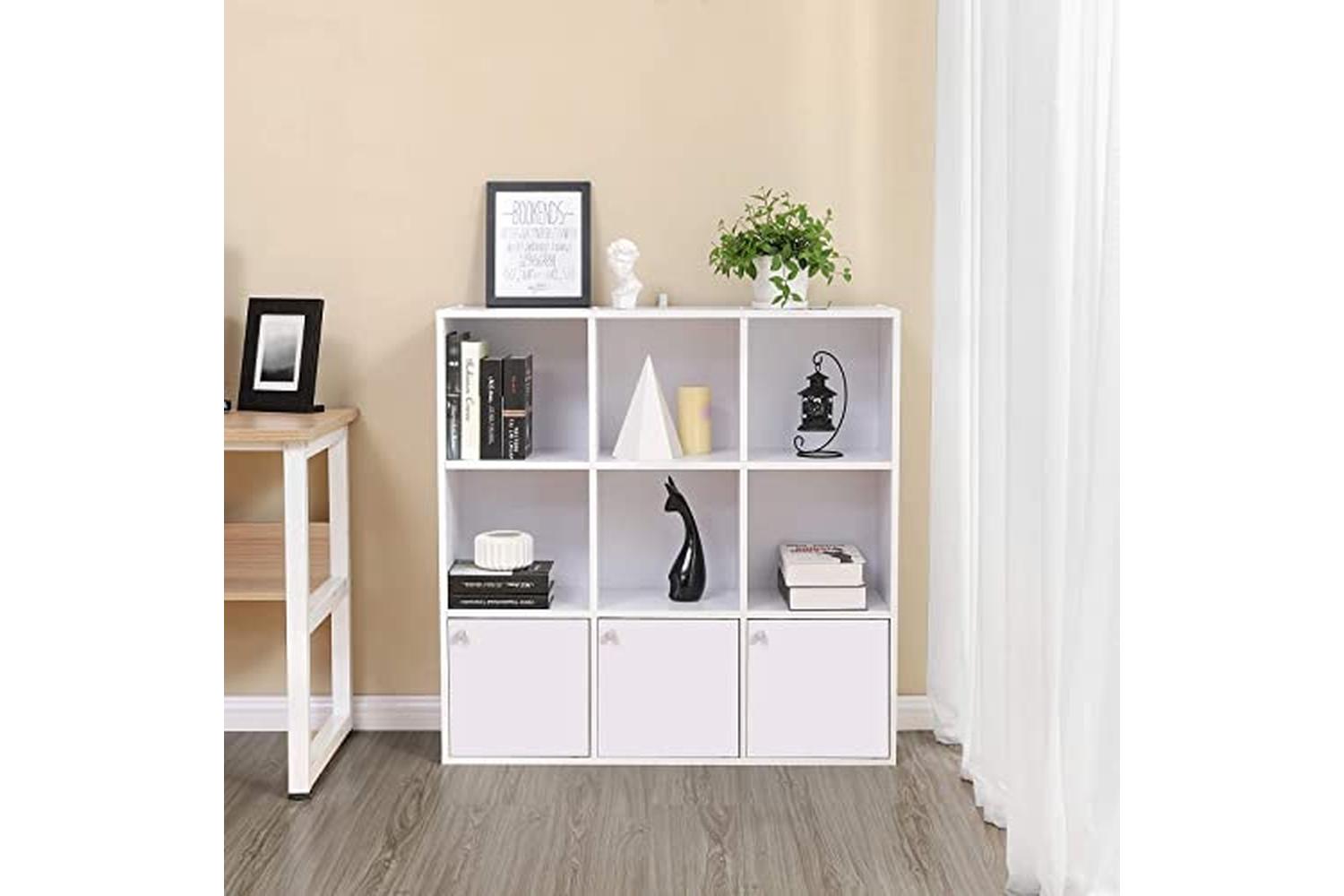 Vasagle LBC33WT Cube Shelf 3 Cupboard Doors | White-4