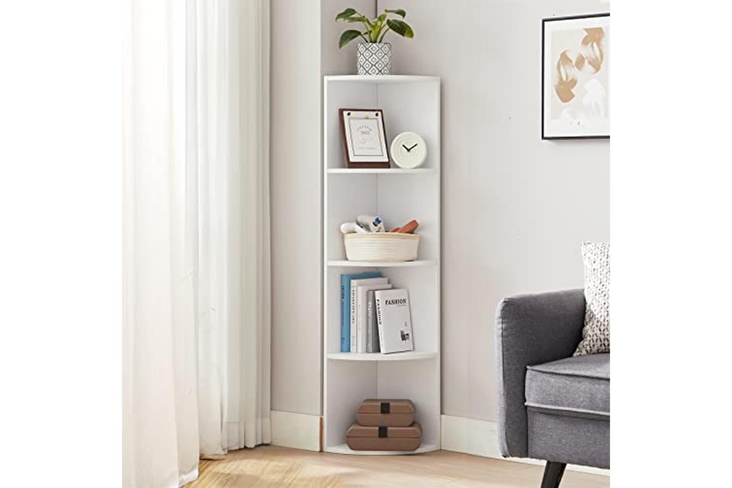 Vasagle LBC42WT Corner Shelf with 4 Shelves | White-2