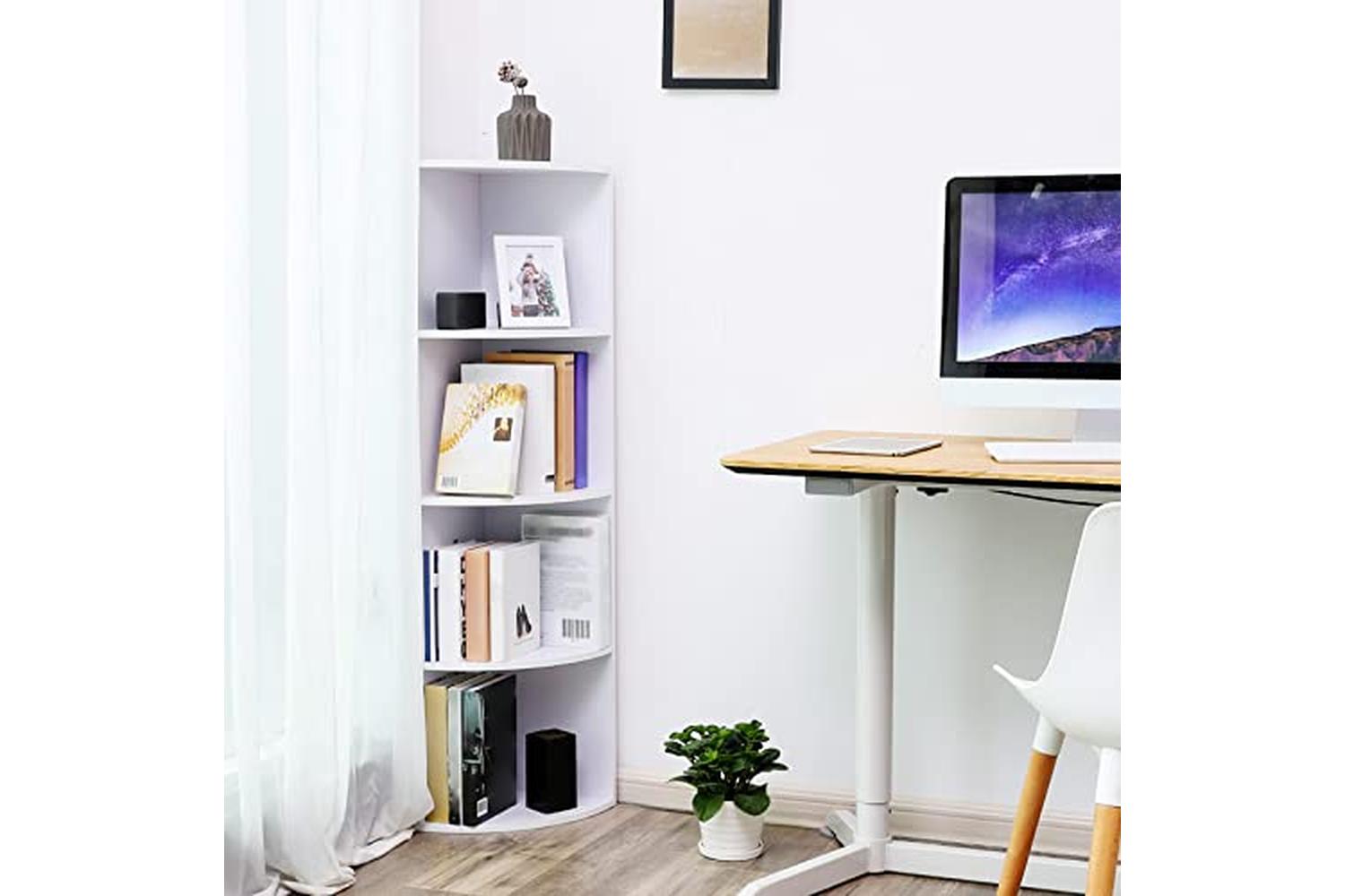 Vasagle LBC42WT Corner Shelf with 4 Shelves | White-3