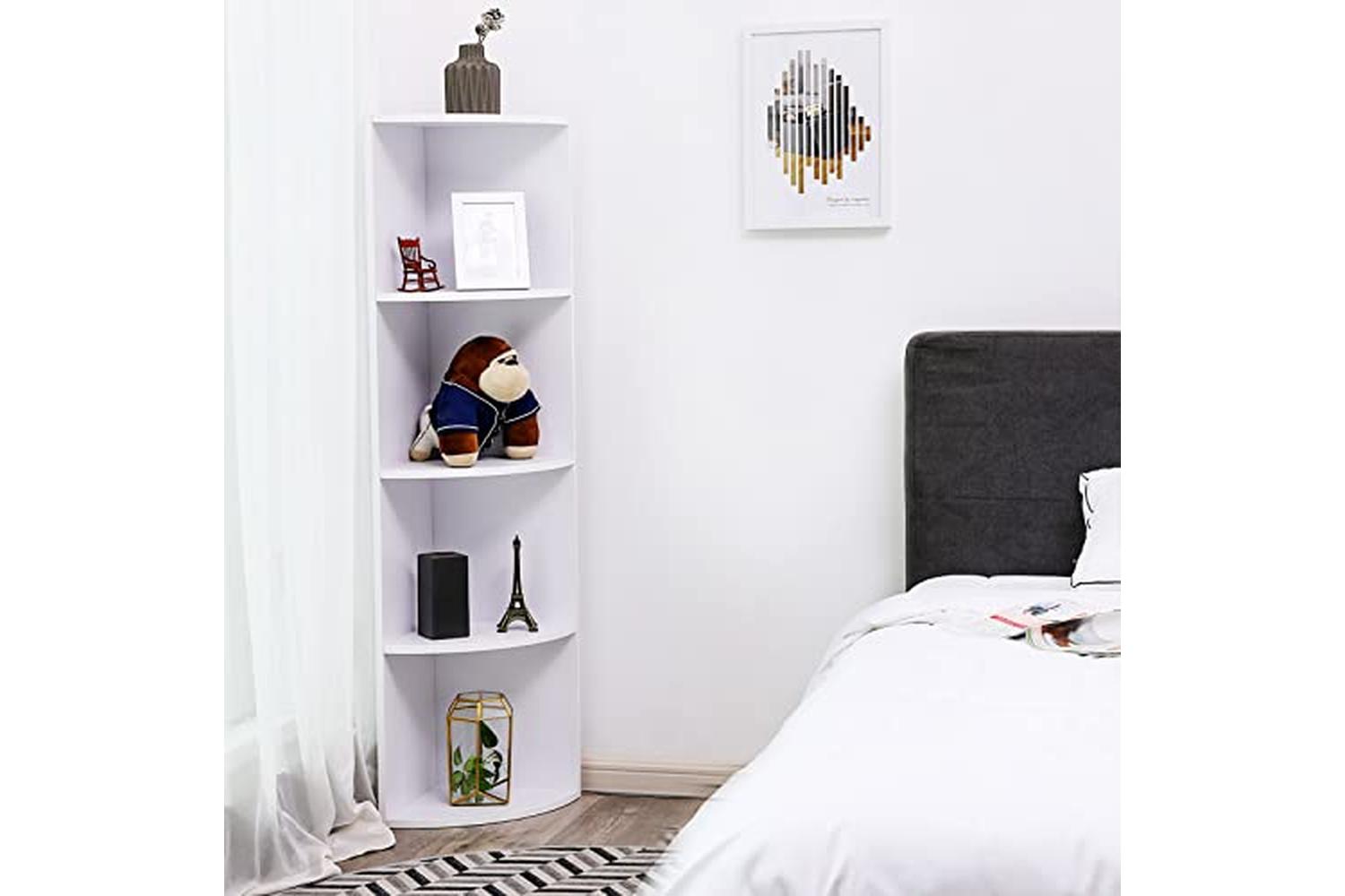 Vasagle LBC42WT Corner Shelf with 4 Shelves | White-4