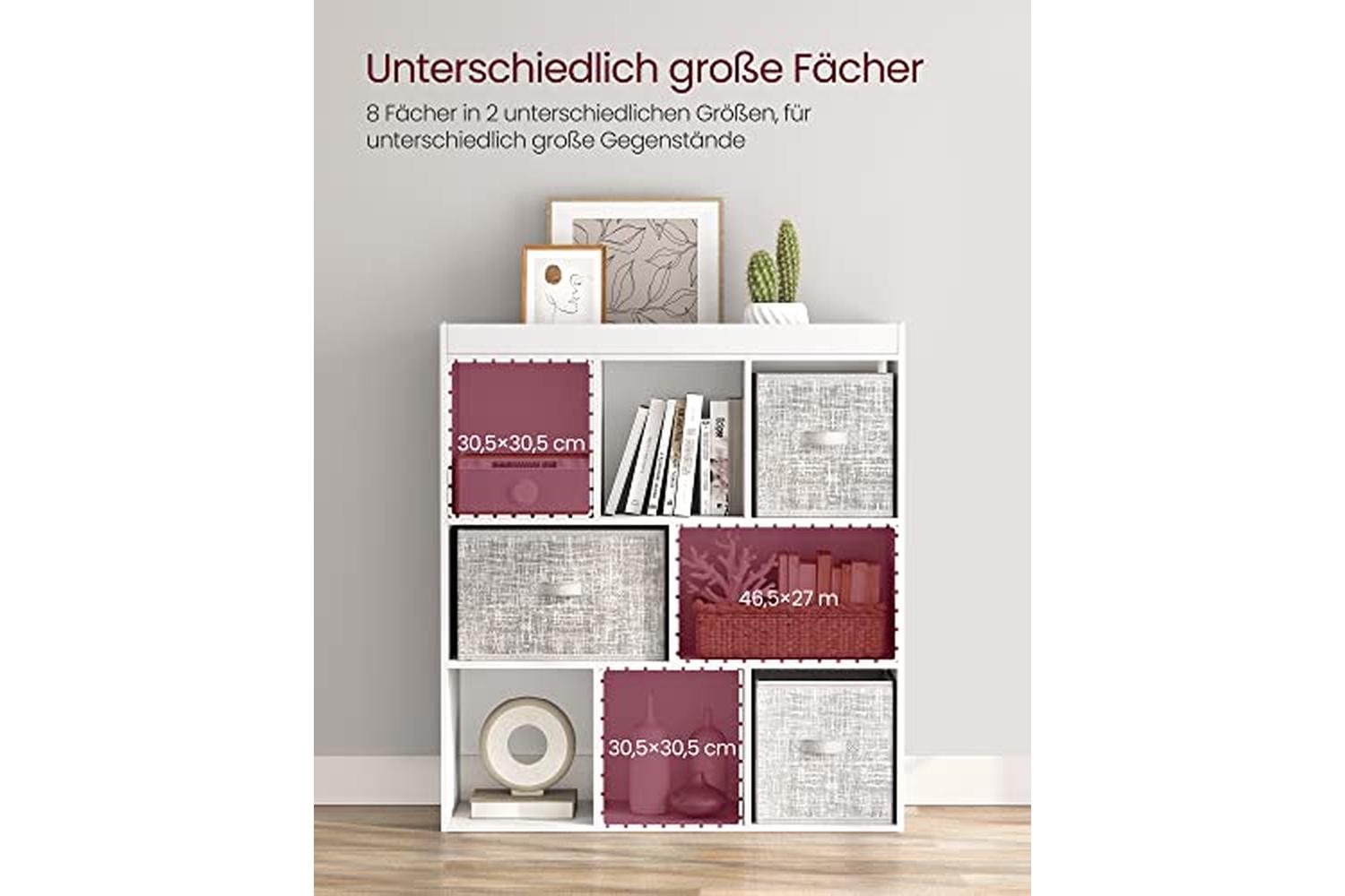 Vasagle LBC52WT Bookcase 8 Compartments | White-5