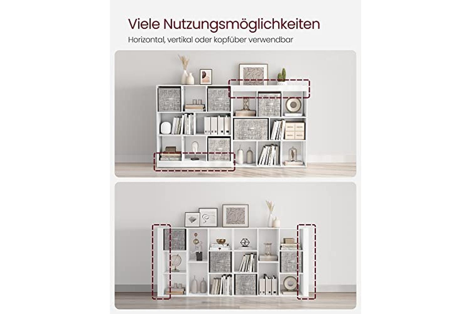 Vasagle LBC52WT Bookcase 8 Compartments | White-6