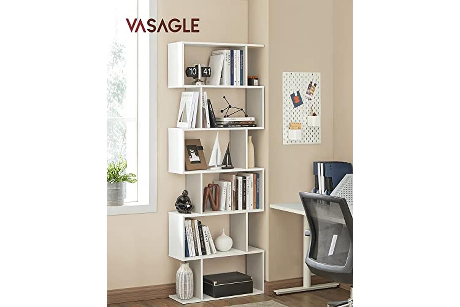Vasagle LBC61WT Freestanding 6 Tier Bookcase-2