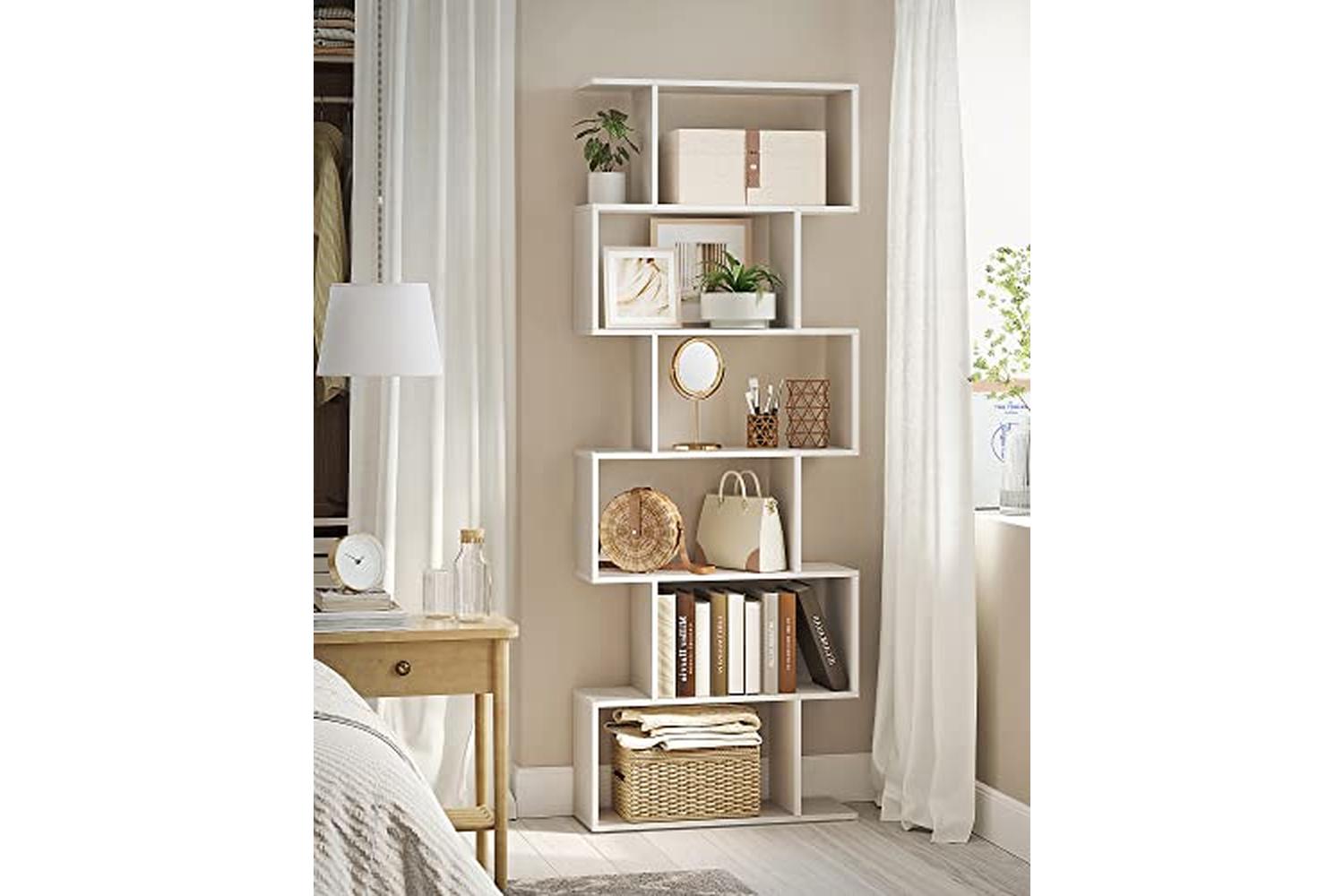 Vasagle LBC61WT Freestanding 6 Tier Bookcase-3