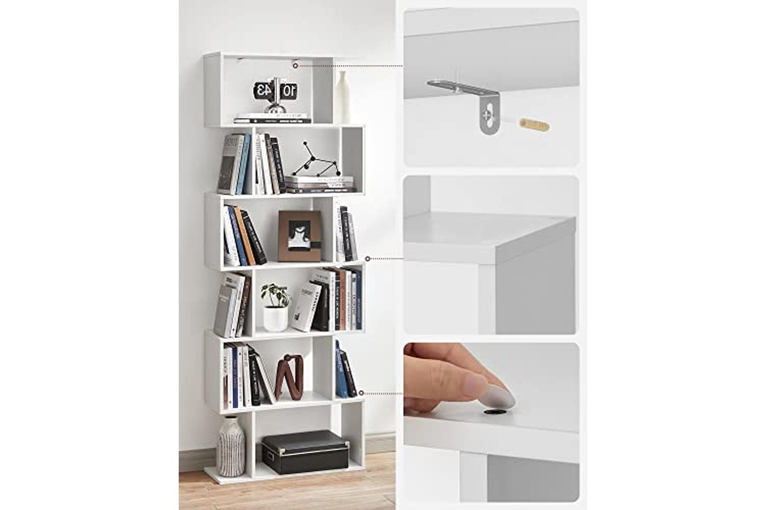 Vasagle LBC61WT Freestanding 6 Tier Bookcase-6