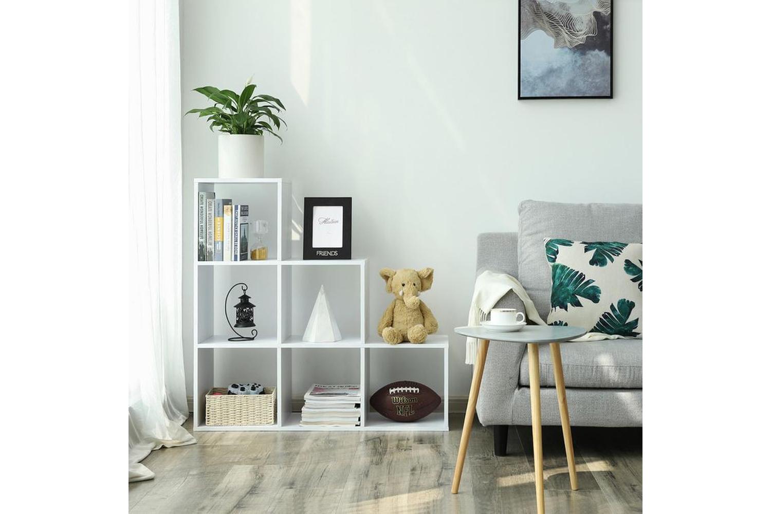 Vasagle LBC63WT Stair Shelf 6 Open Compartments | White-3
