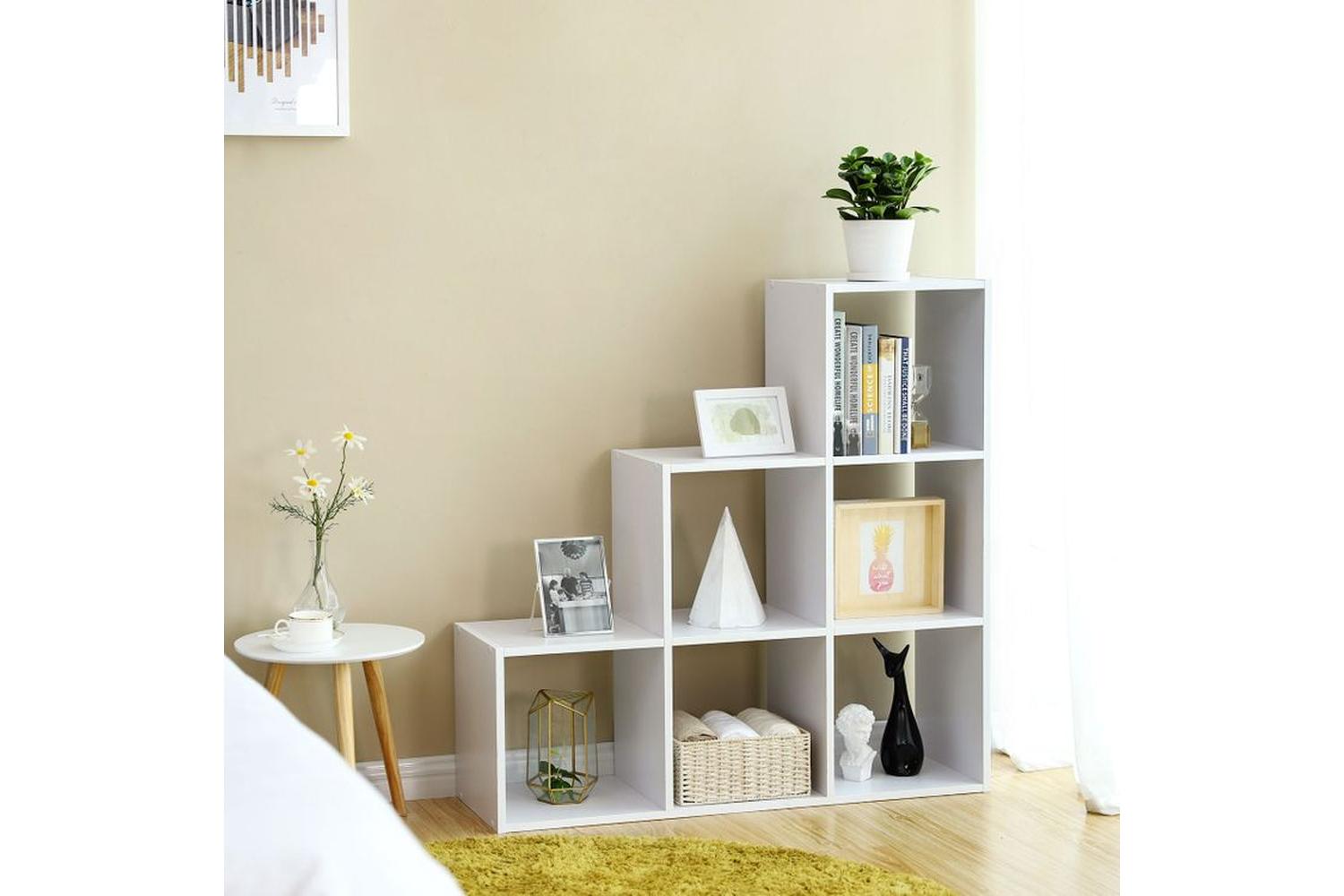 Vasagle LBC63WT Stair Shelf 6 Open Compartments | White-4