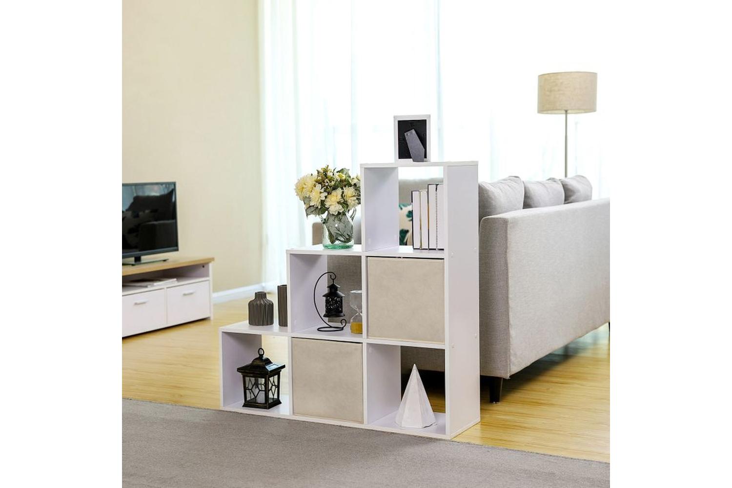 Vasagle LBC63WT Stair Shelf 6 Open Compartments | White-5