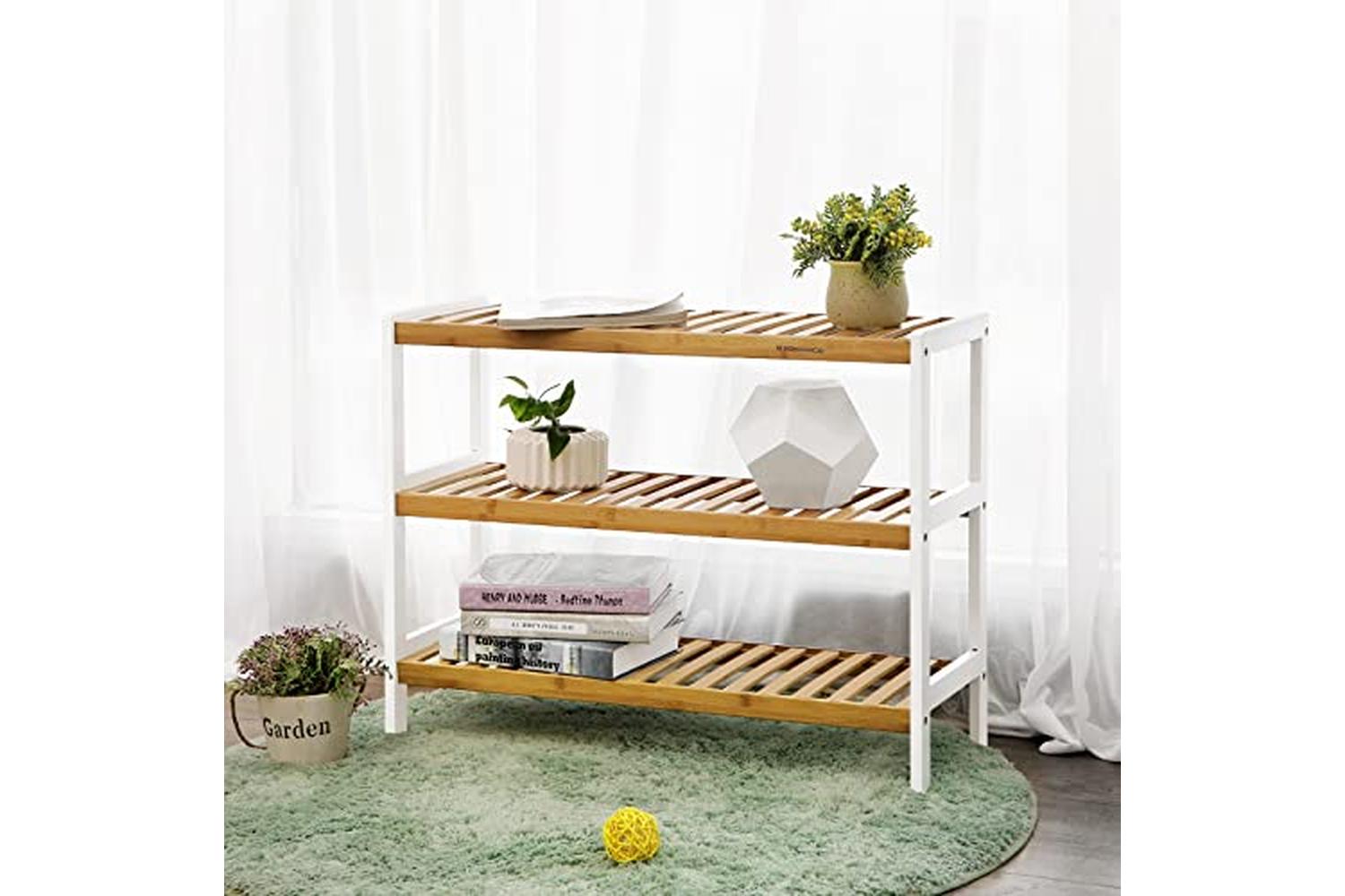 Songmics LBS03H 3 Tier Bamboo Shoe Rack | Natural White-3