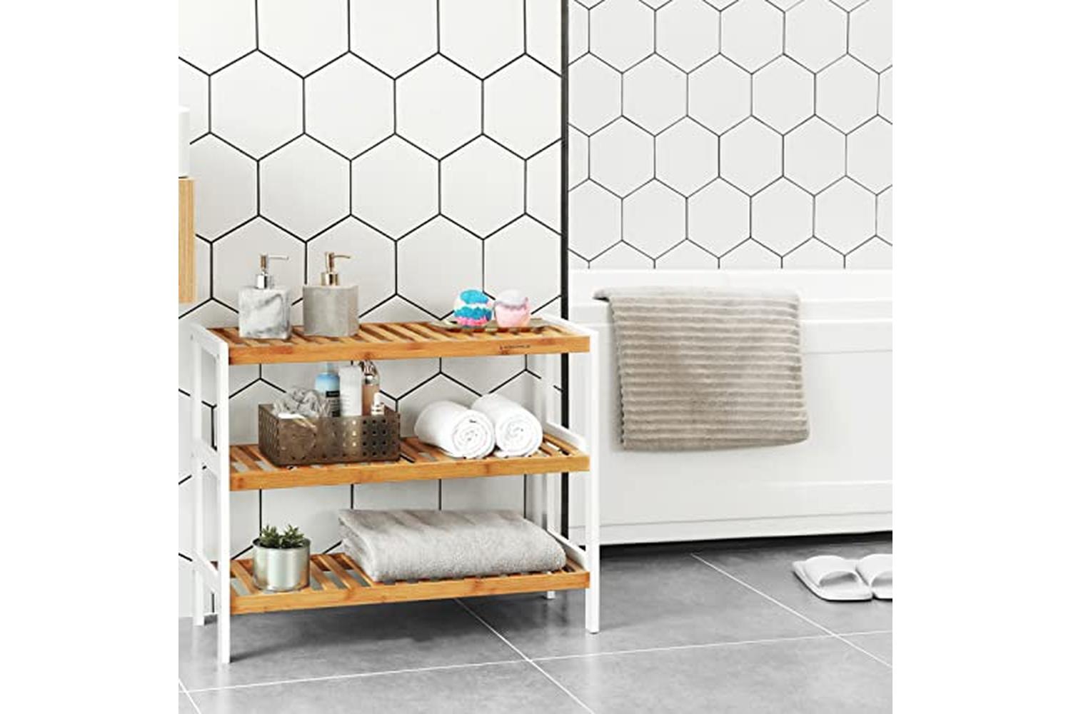 Songmics LBS03H 3 Tier Bamboo Shoe Rack | Natural White-4