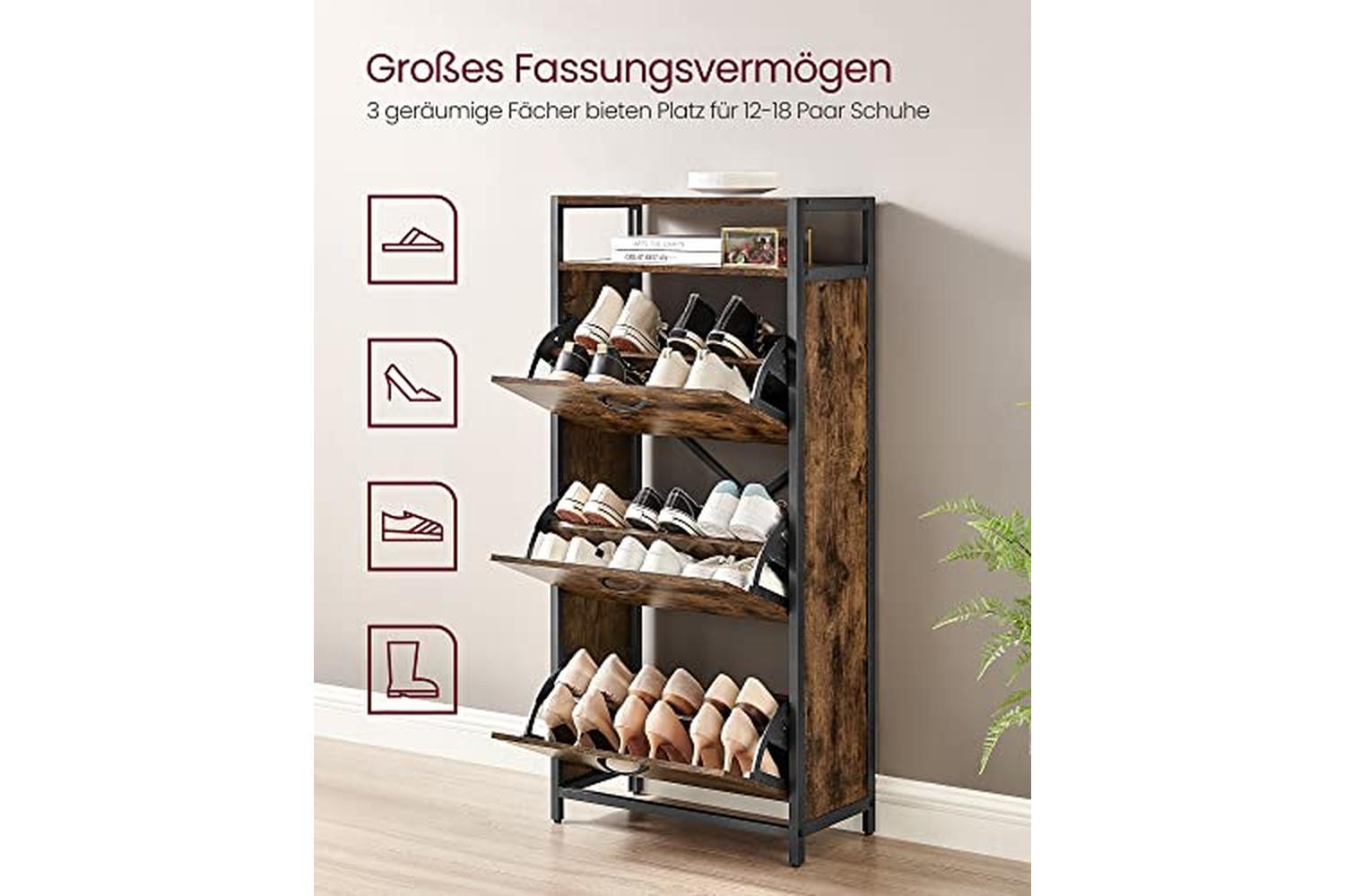 Vasagle LBS101B01 Shoe Cabinet with 3 Flaps-4