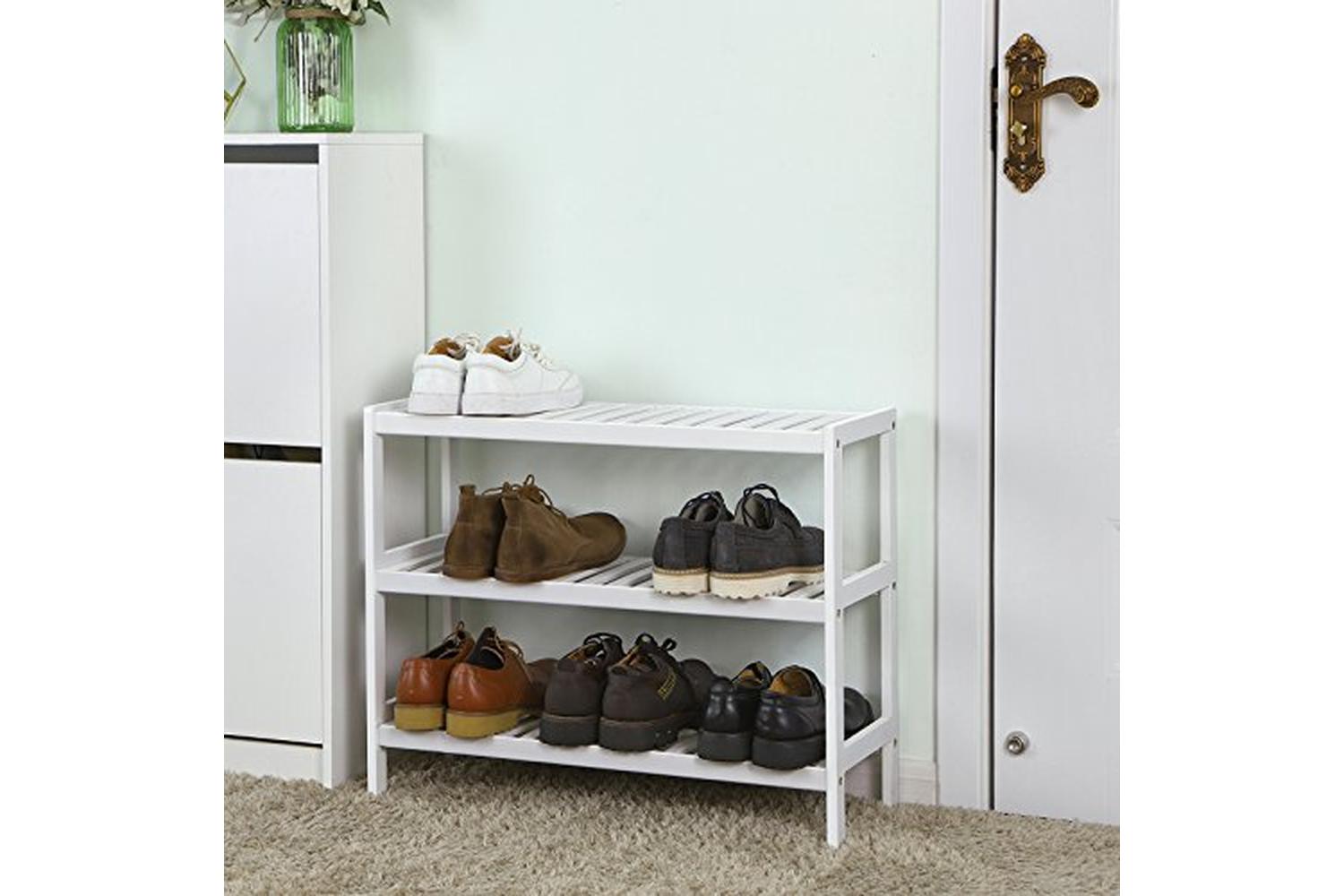 Songmics LBS13W Bamboo Shoe Rack | White-2