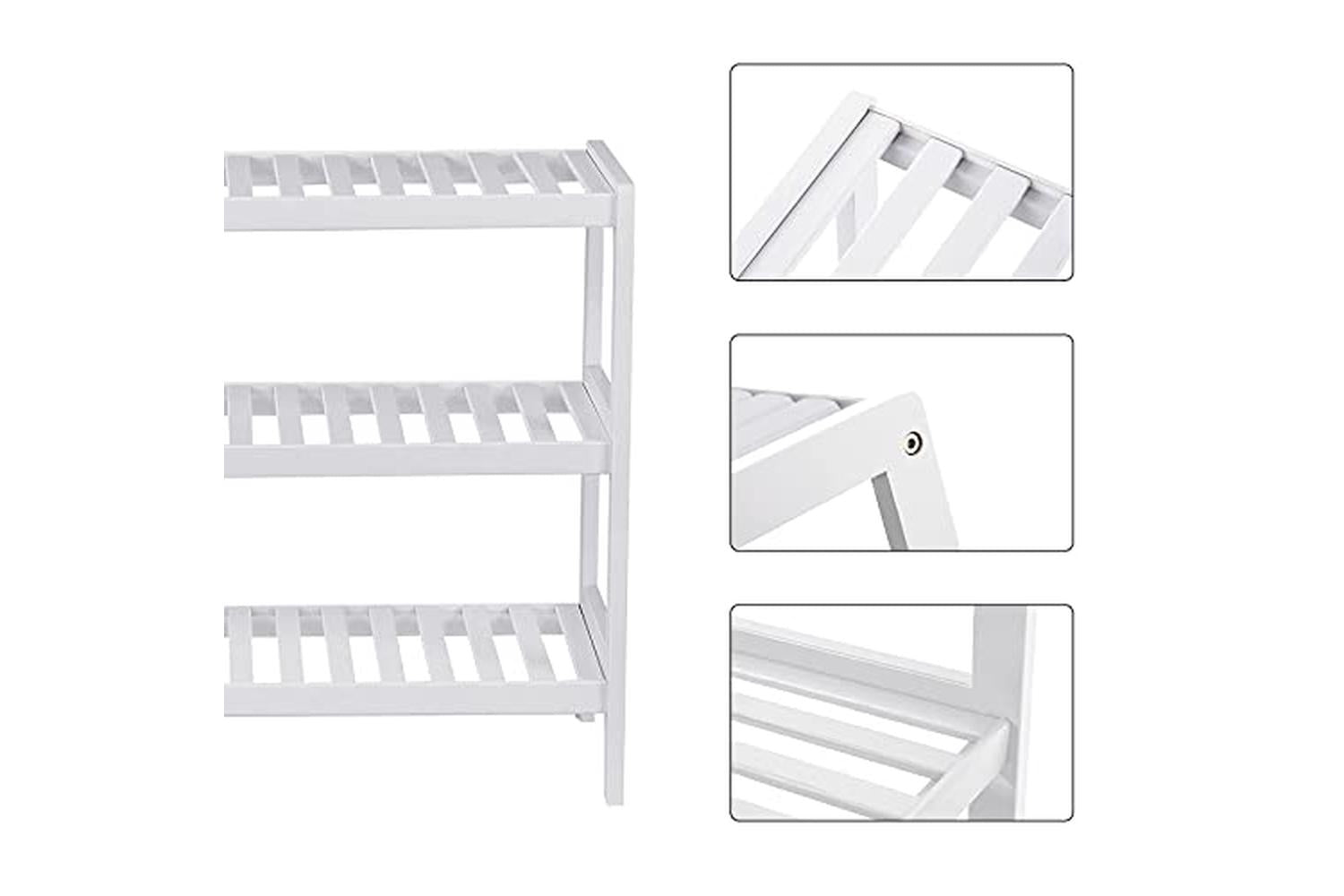 Songmics LBS13W Bamboo Shoe Rack | White-6