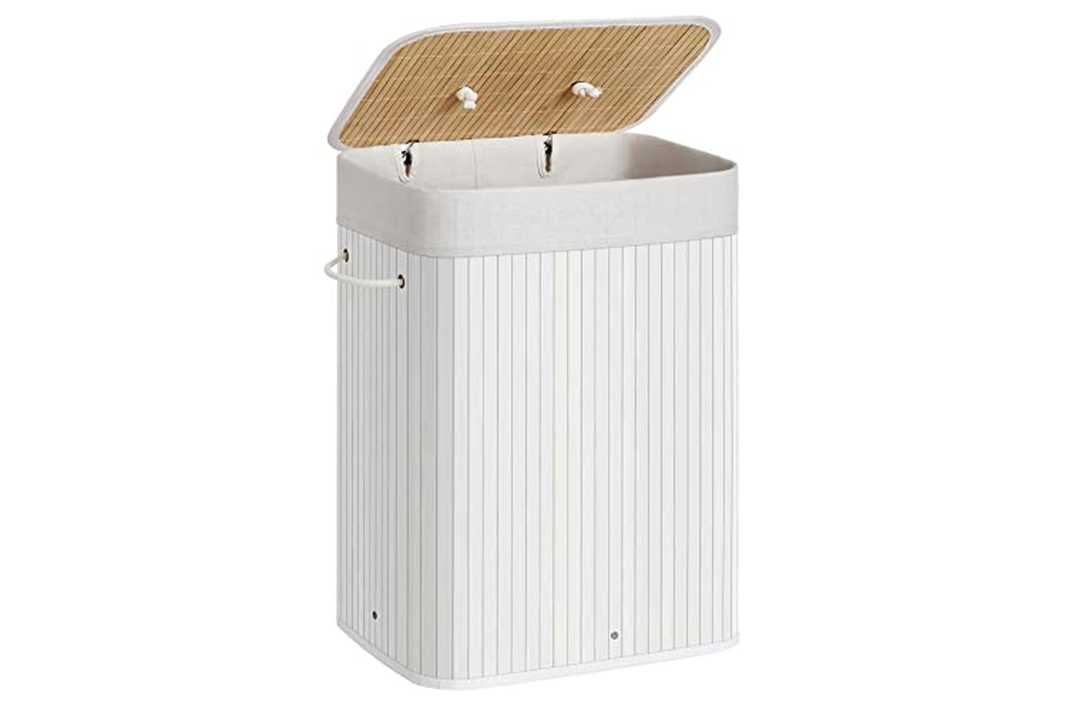Songmics LCB010W01 Bamboo Laundry Basket | White
