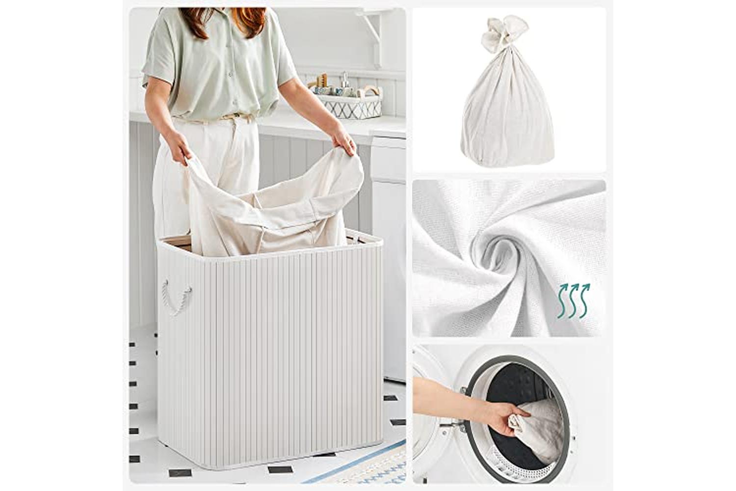 Songmics LCB091W01 150L Laundry Basket with 3 Compartments-5