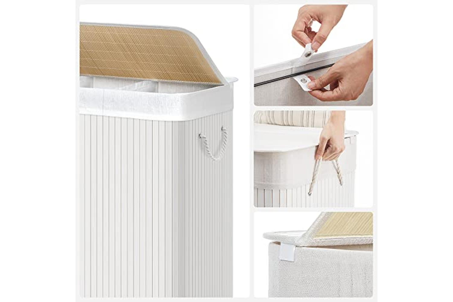 Songmics LCB091W01 150L Laundry Basket with 3 Compartments-7