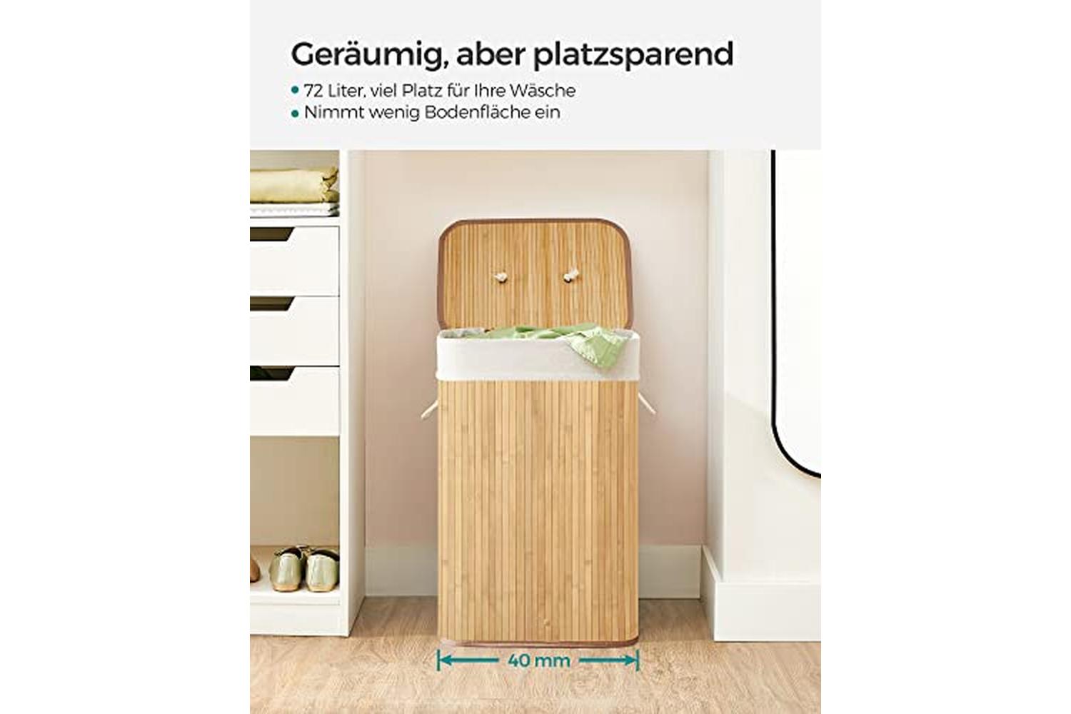 Songmics LCB10Y Laundry Bin Bamboo 72 L-7