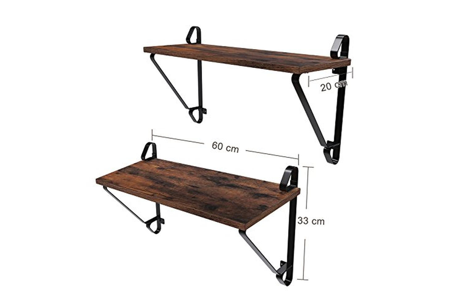 Vasagle LCR01BX Industrial Style Wall Shelf | Set of 2-6
