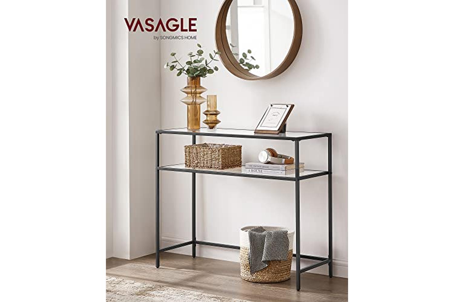 Vasagle LGT025B01 Console Table with 2 Shelves Black-2