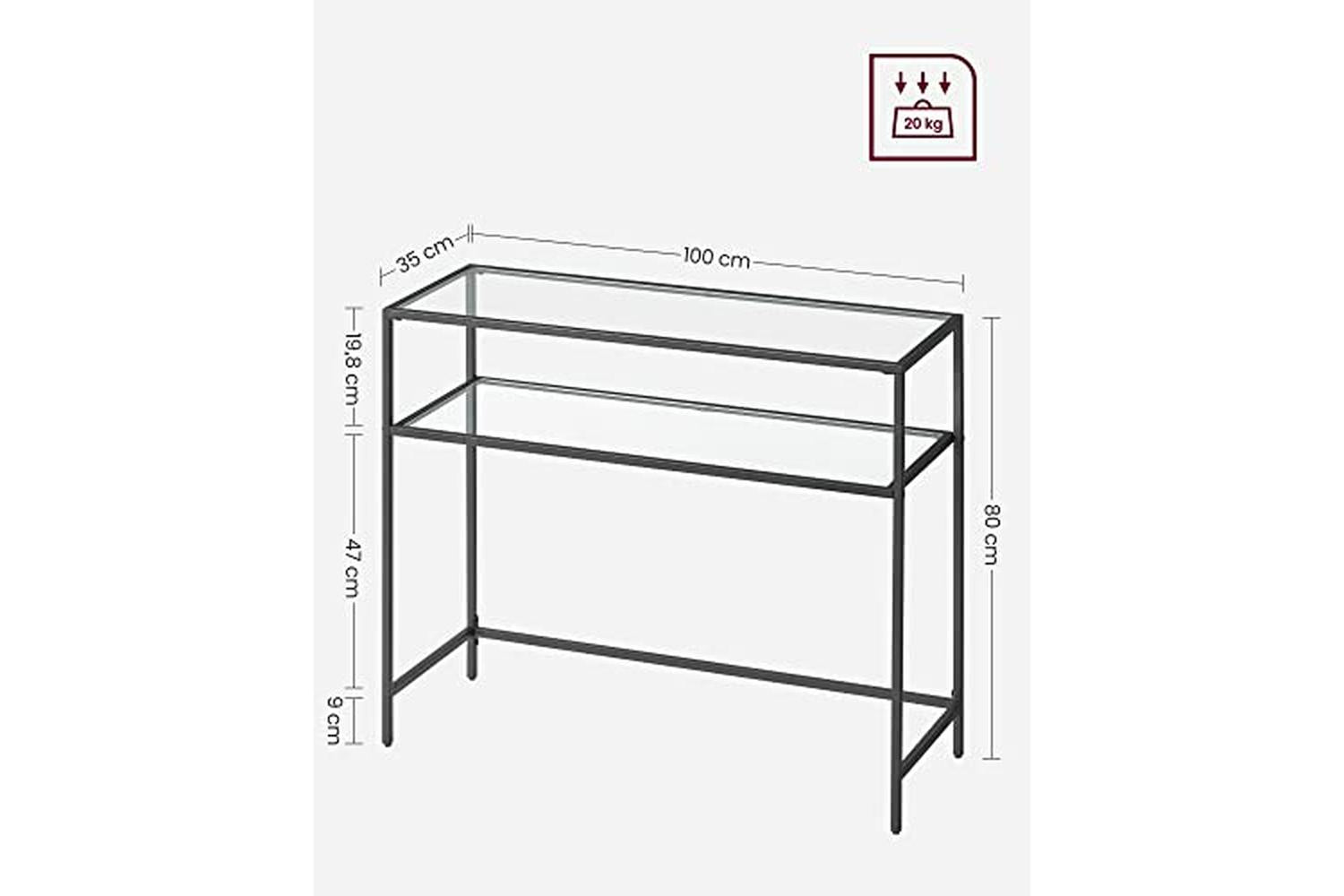 Vasagle LGT025B01 Console Table with 2 Shelves Black-4