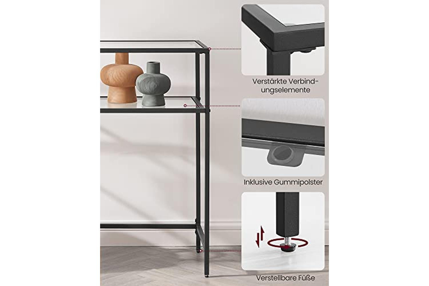 Vasagle LGT025B01 Console Table with 2 Shelves Black-6