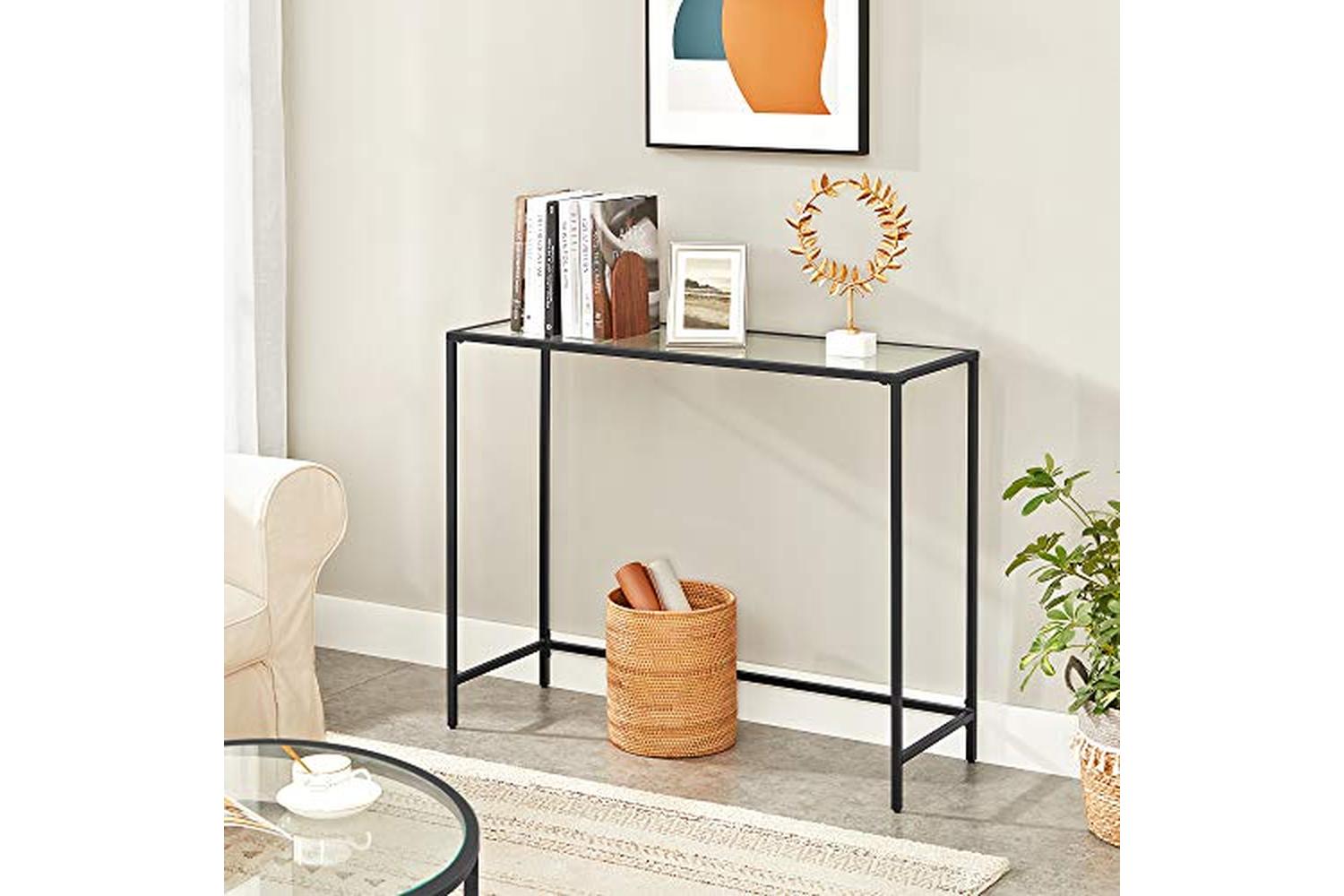 Vasagle LGT026B01 Console Table with Tempered Glass Top-3