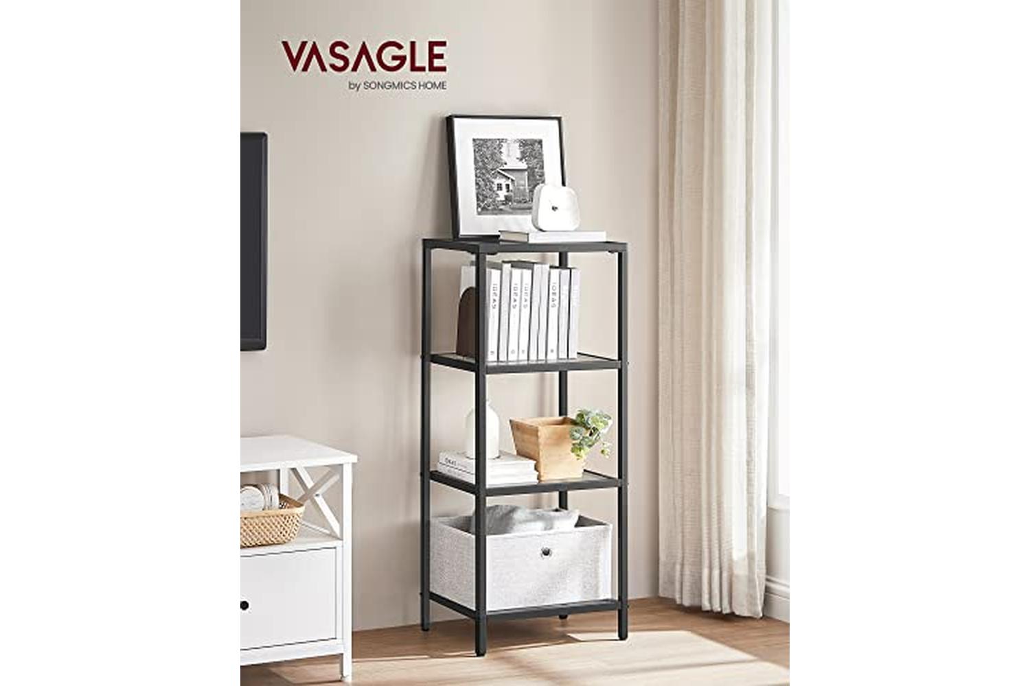 Vasagle LGT028B61 Standing Shelf with 4 Shelves Made of Black Tempered Glass-4
