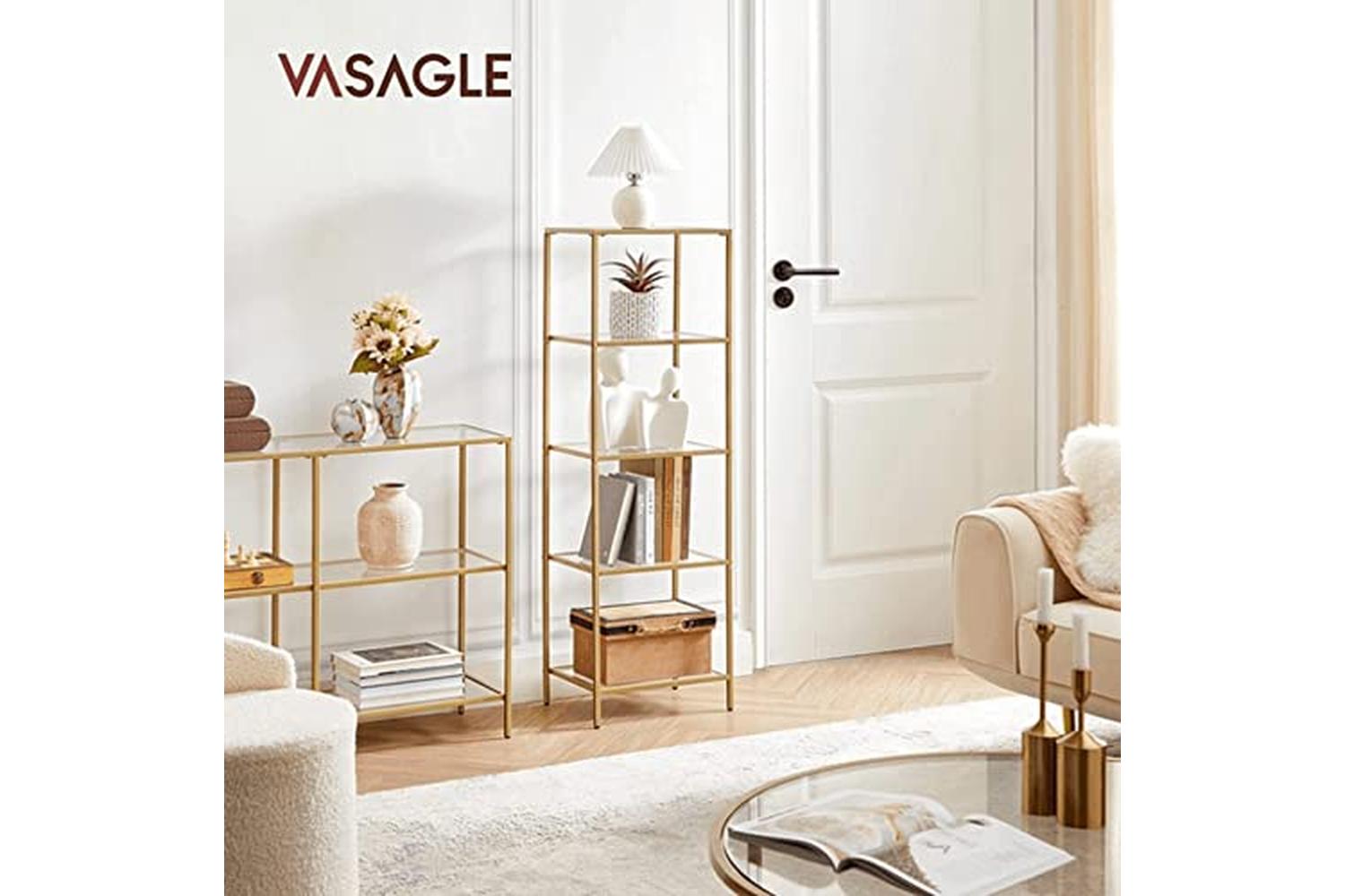 Vasagle LGT029A01 Standing Shelf with 5 Glass Shelves-2