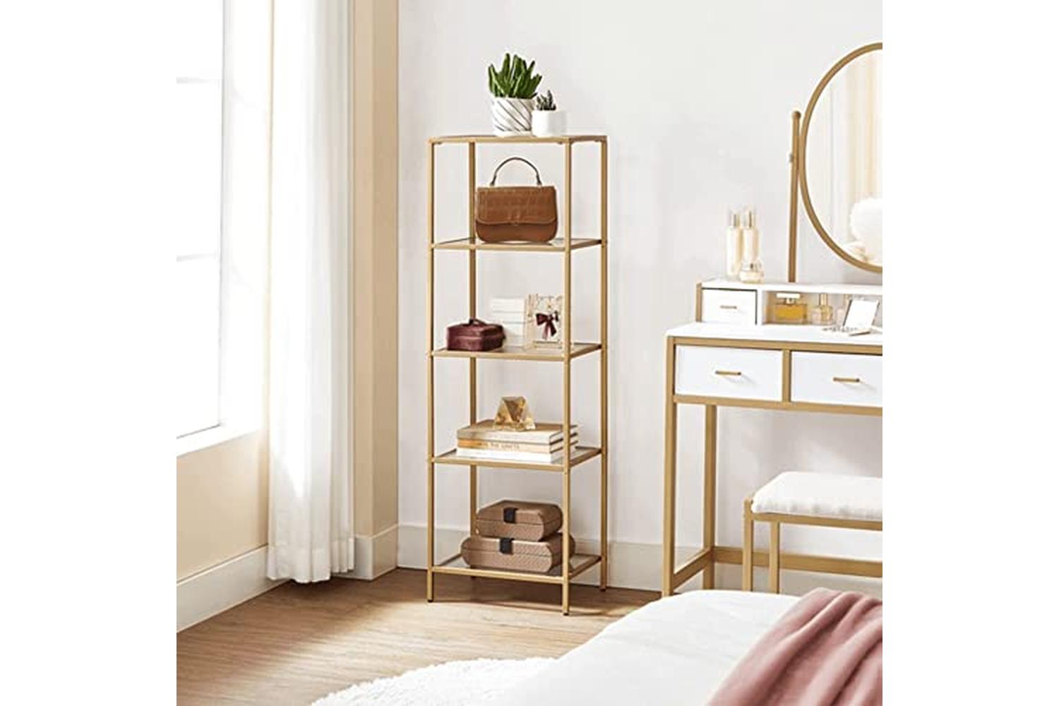 Vasagle LGT029A01 Standing Shelf with 5 Glass Shelves-5