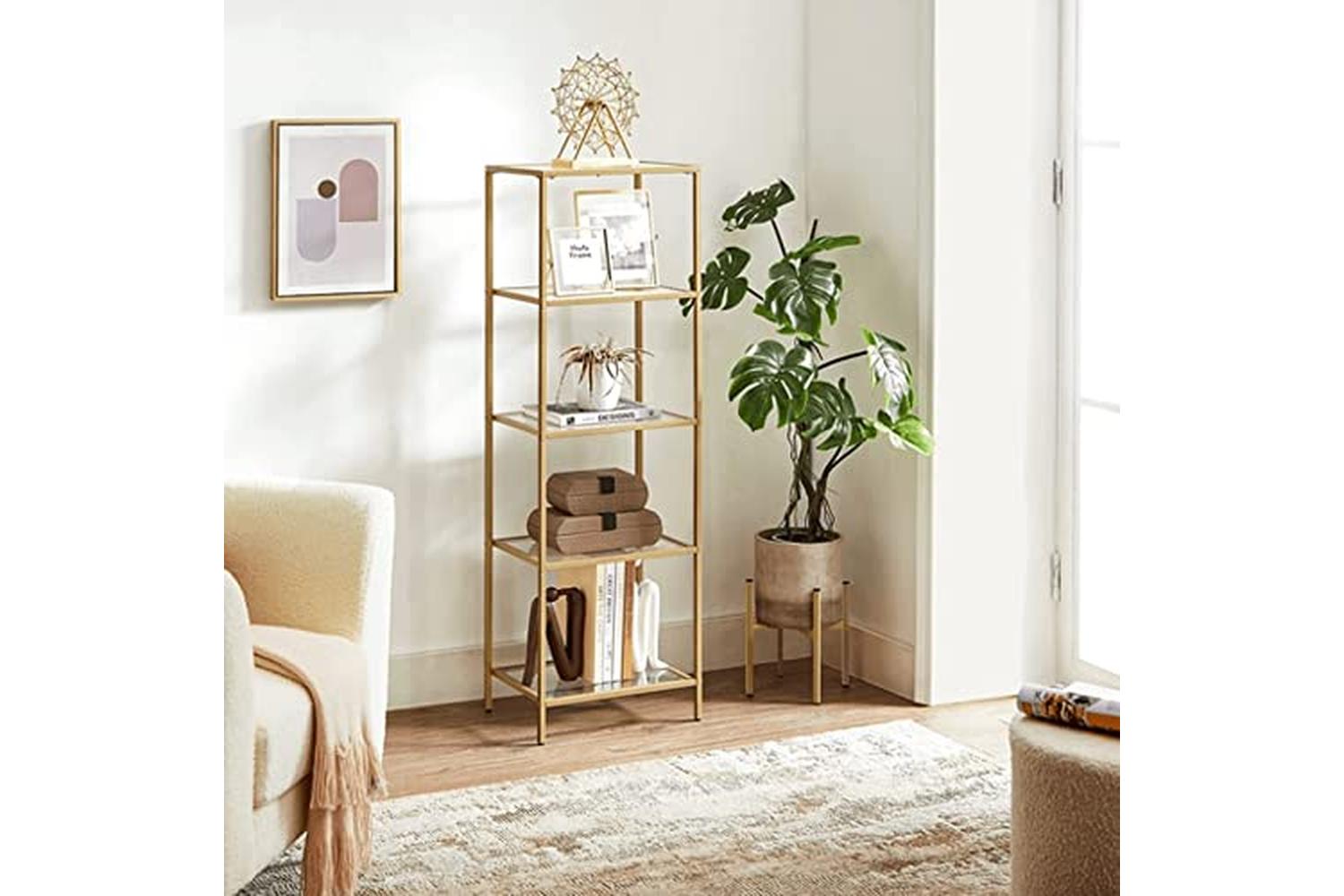 Vasagle LGT029A01 Standing Shelf with 5 Glass Shelves-6