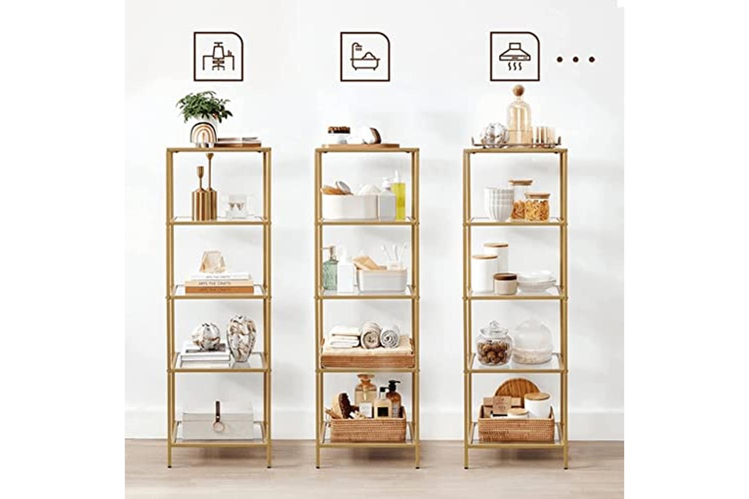 Vasagle LGT029A01 Standing Shelf with 5 Glass Shelves-7