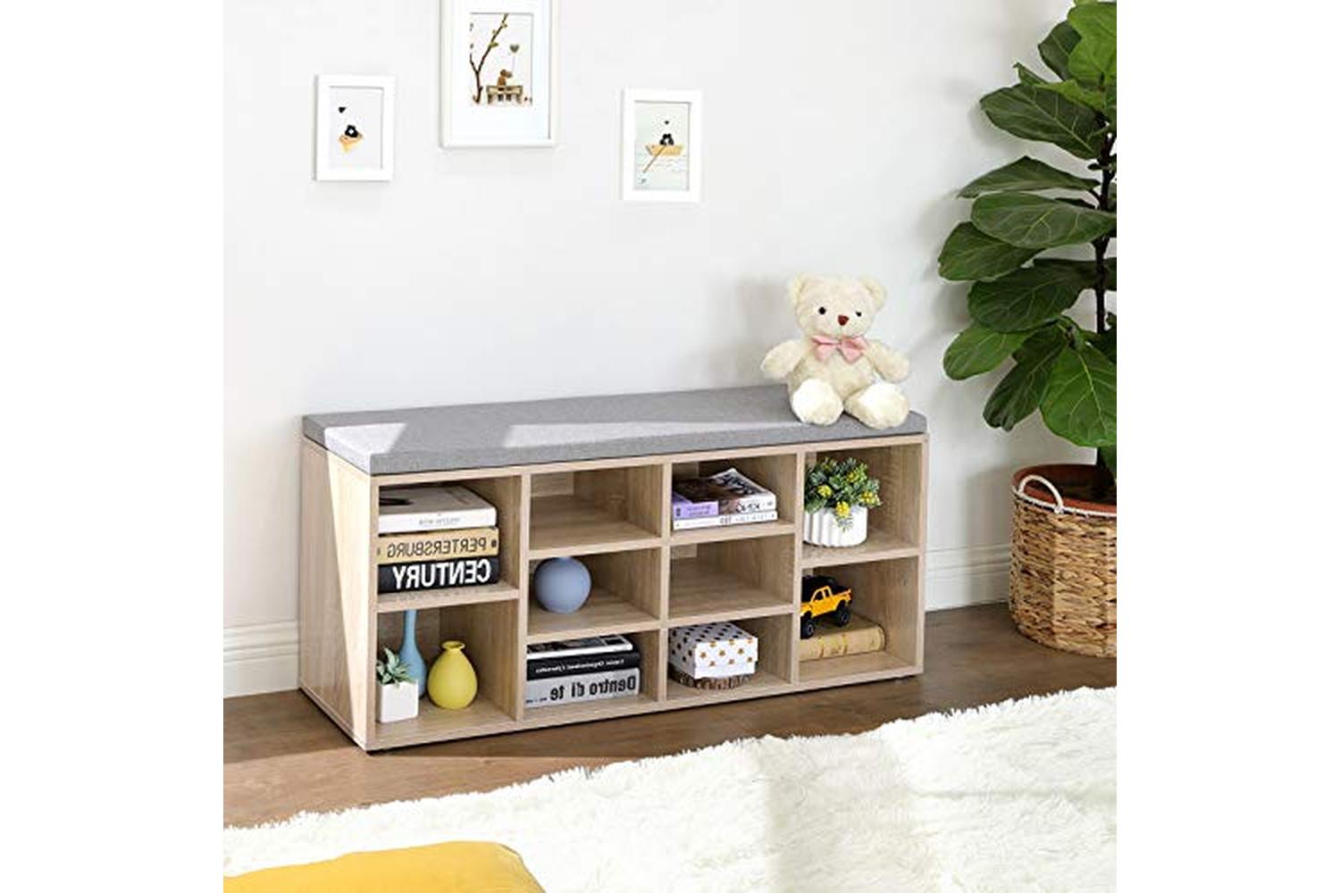 Vasagle LHS10NL Padded Shoe Bench in Natural Grey-2